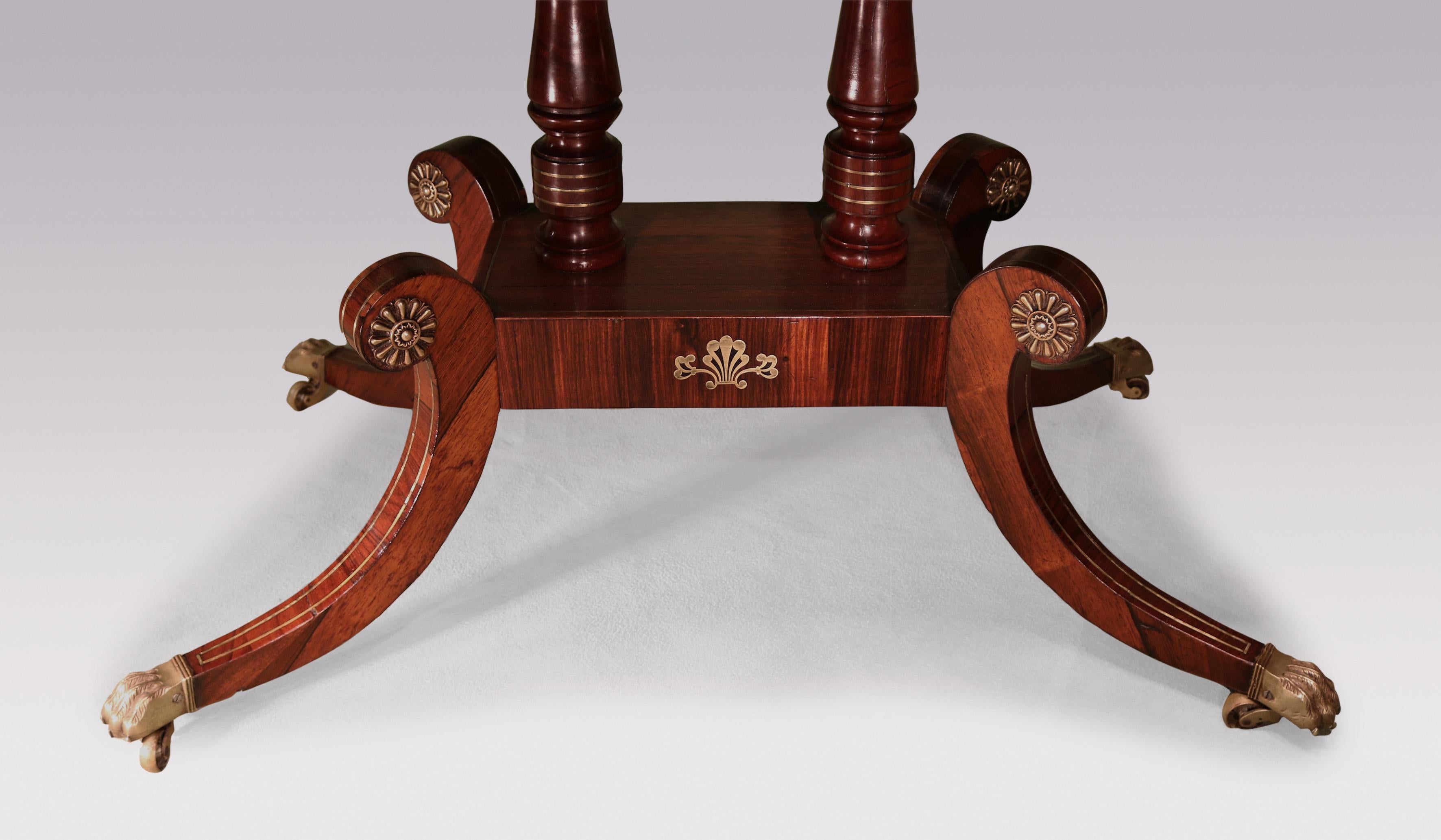 19th Century Antique Regency period rosewood and brass inlaid sofa table For Sale