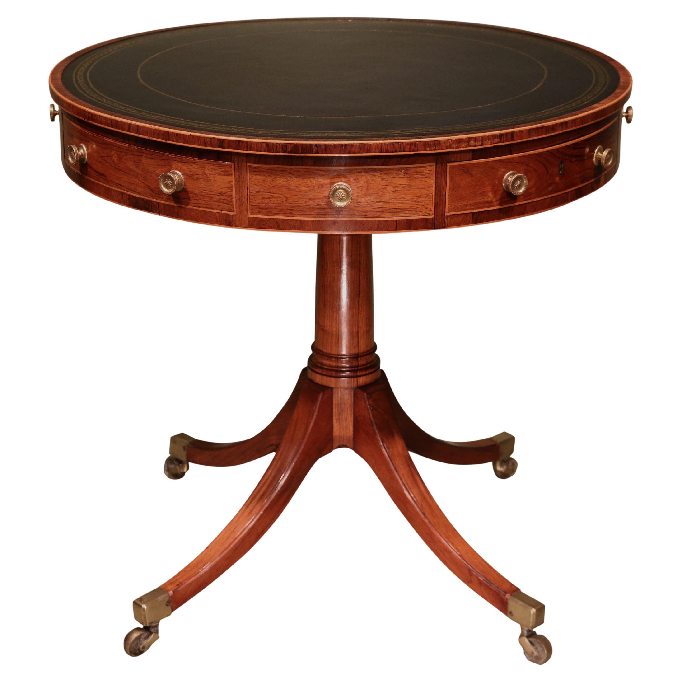 Antique Regency period rosewood drum table