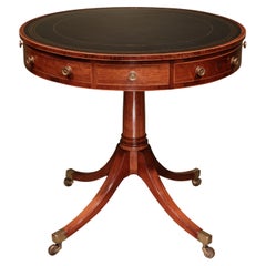 Ancienne table à tambour en bois de rose d'époque Régence