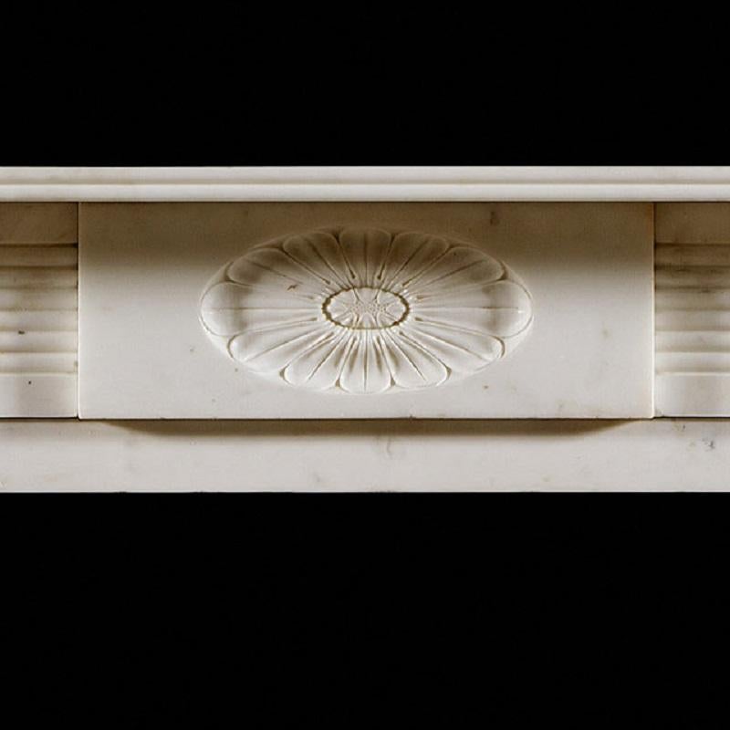 Carved Antique Regency Period Statuary Marble Fireplace Mantel