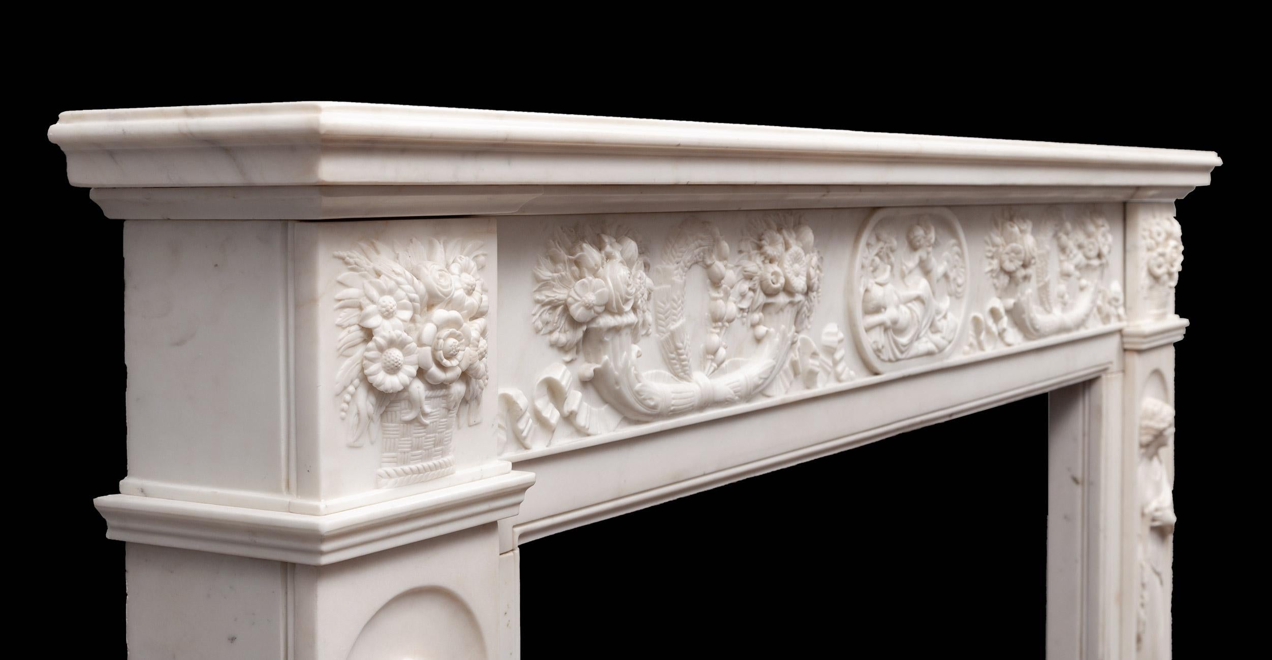 Antique Regency Period Statuary Marble Fireplace Mantel In Good Condition In Tyrone, Northern Ireland