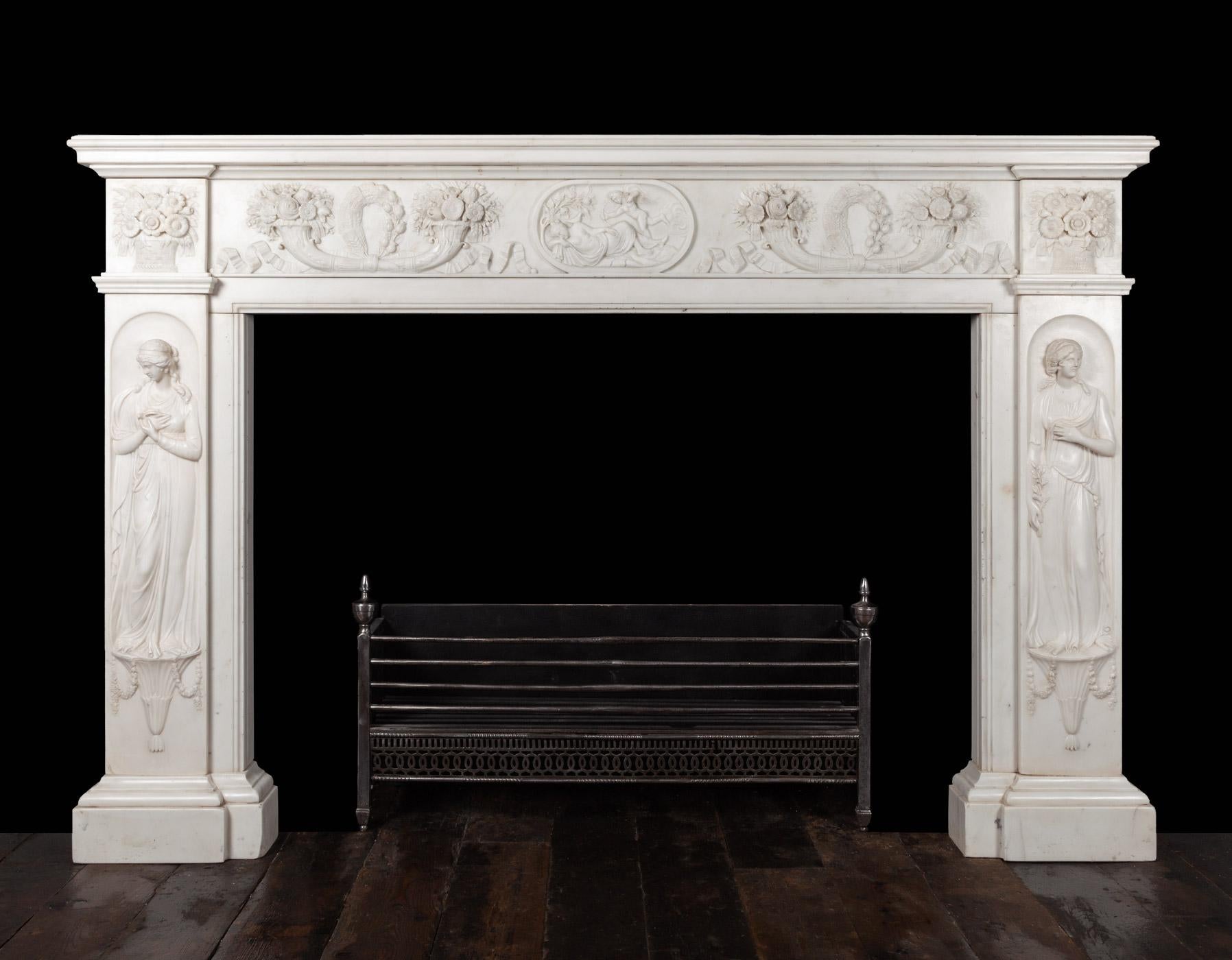 Antique Regency Period Statuary Marble Fireplace Mantel 1