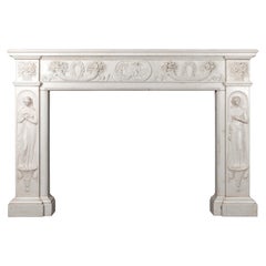 Antique Regency Period Statuary Marble Fireplace Mantel