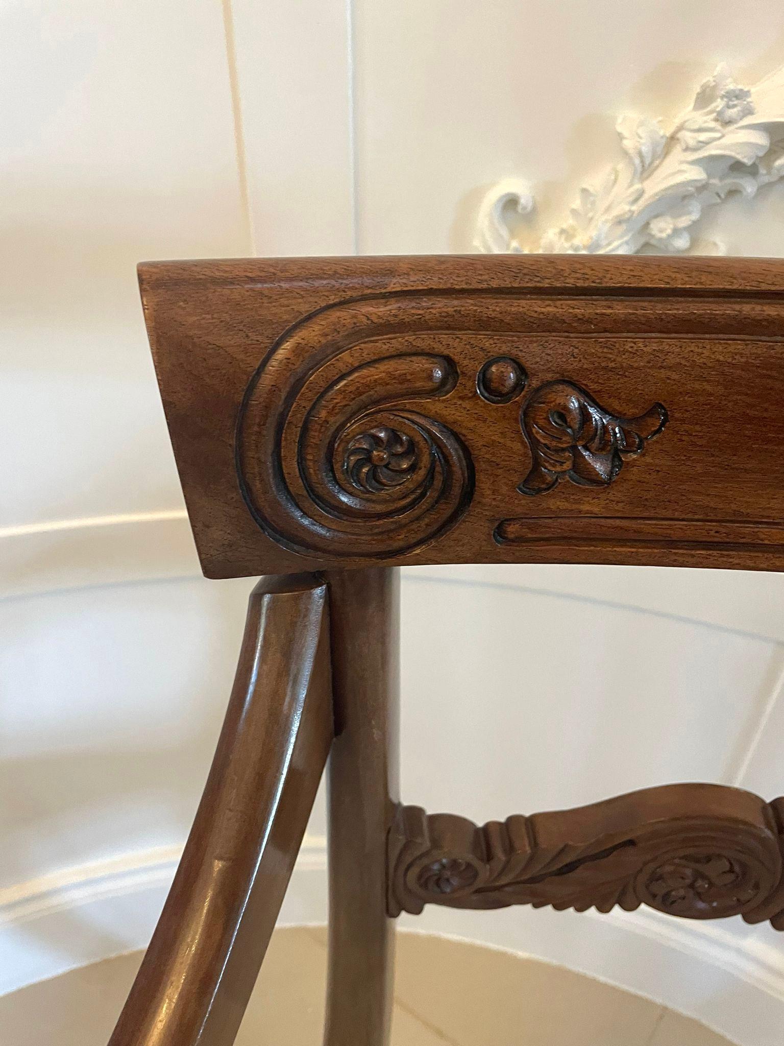 Antique Regency Quality Carved Mahogany Desk Chair For Sale 4