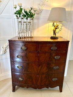 Antique Regency Quality Figured Mahogany Bow Fronted Chest of 5 Drawers