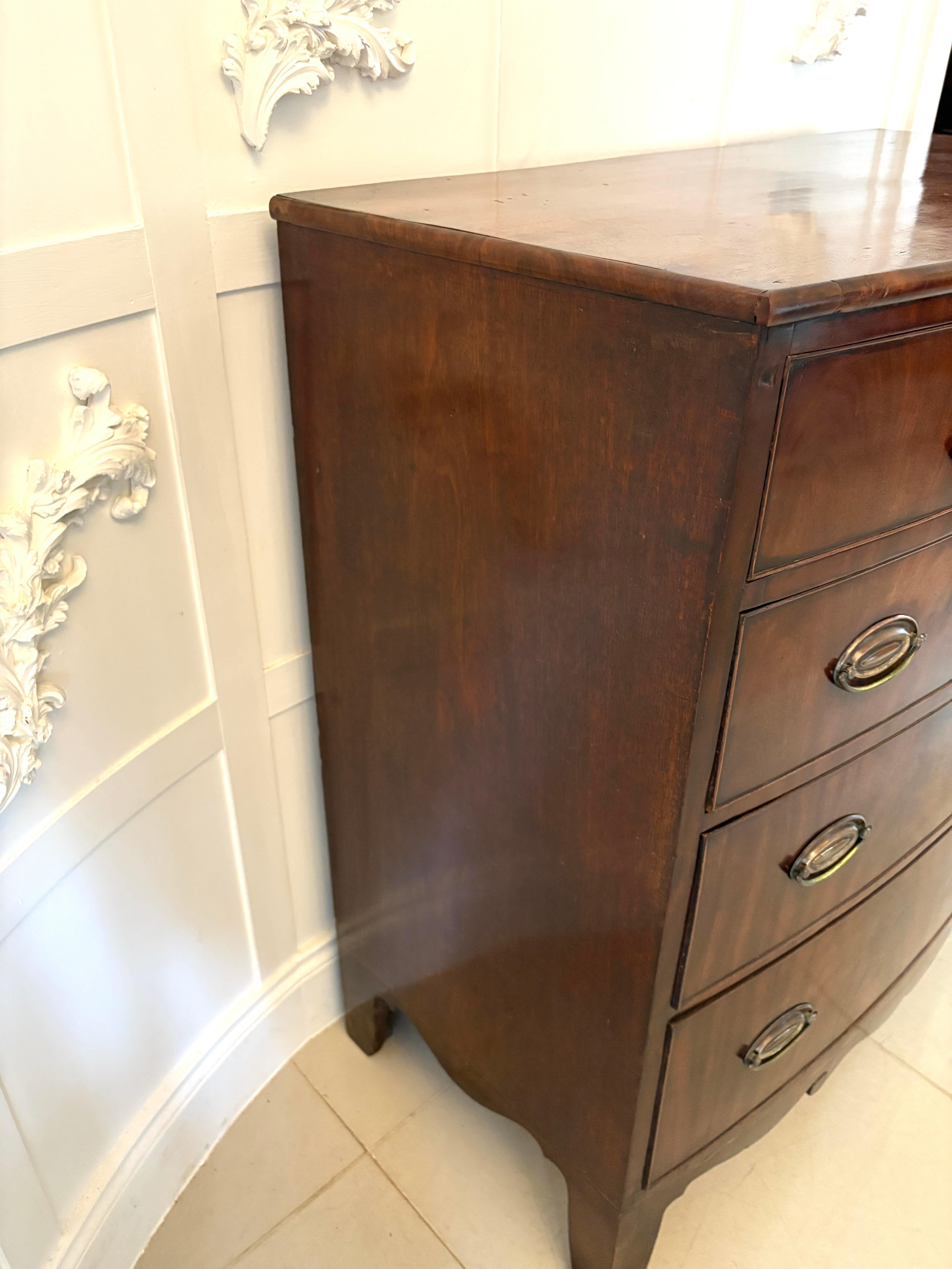 Other Antique Regency Quality Figured Mahogany Bow Fronted Chest of 5 Drawers For Sale