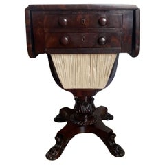 Used Regency Quality Figured Mahogany Sewing Table 