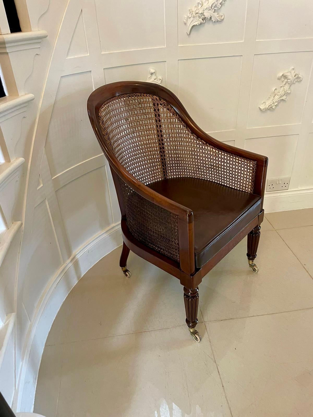 Antique Regency Quality Mahogany Bergere Library Armchair 4