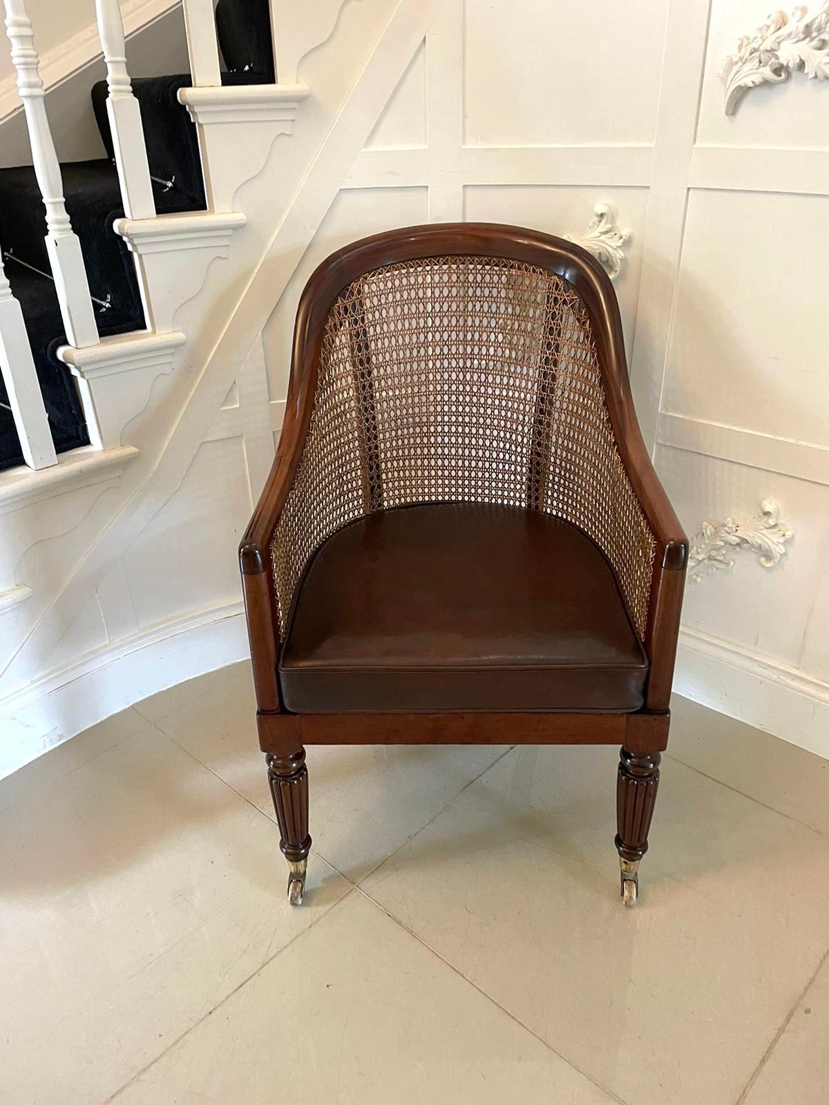 Antique Regency Quality Mahogany Bergere Library Armchair 5