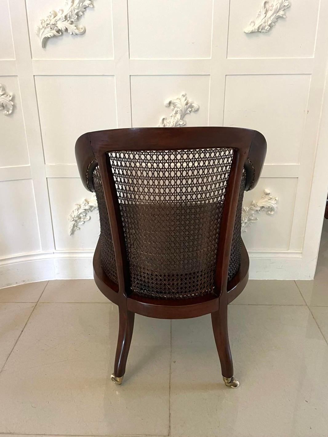 19th Century Antique Regency Quality Mahogany Bergere Library Armchair
