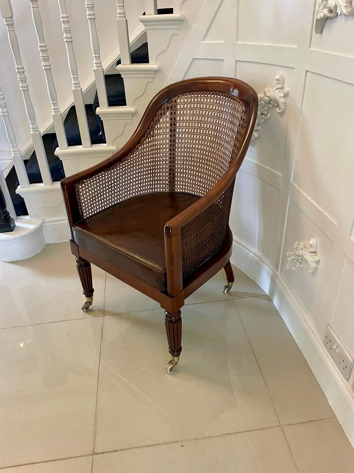 Other Antique Regency Quality Mahogany Bergere Library Armchair