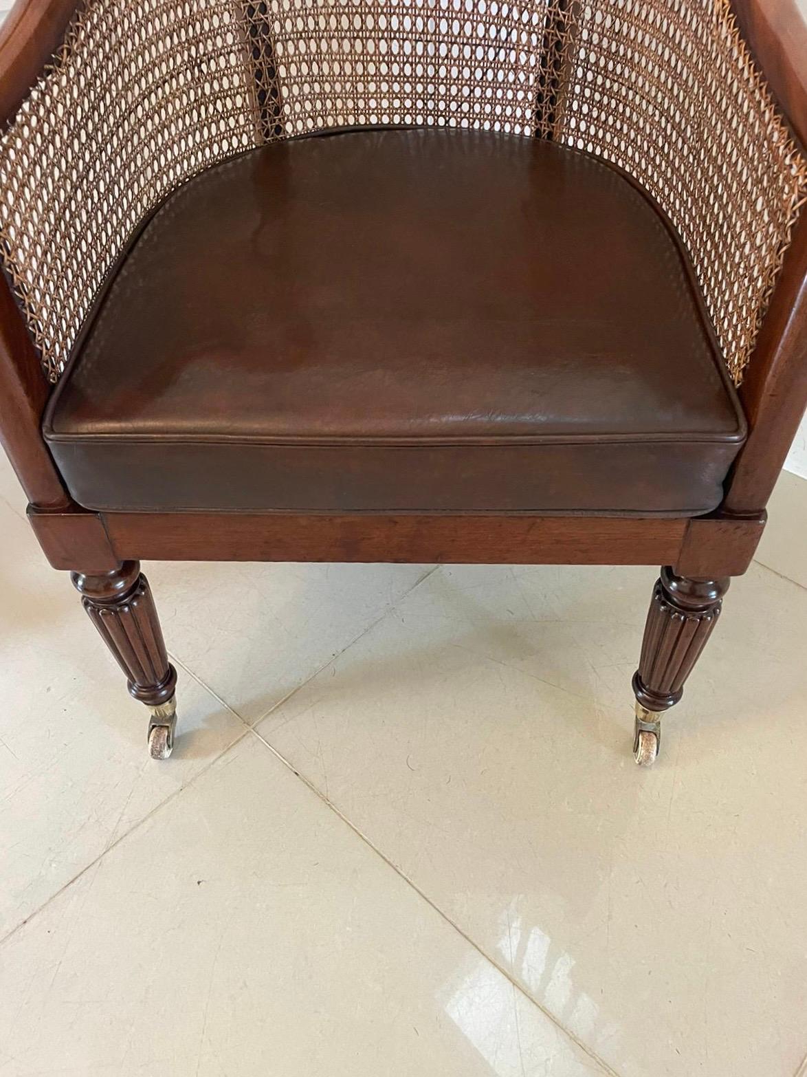 Antique Regency Quality Mahogany Bergere Library Armchair 1