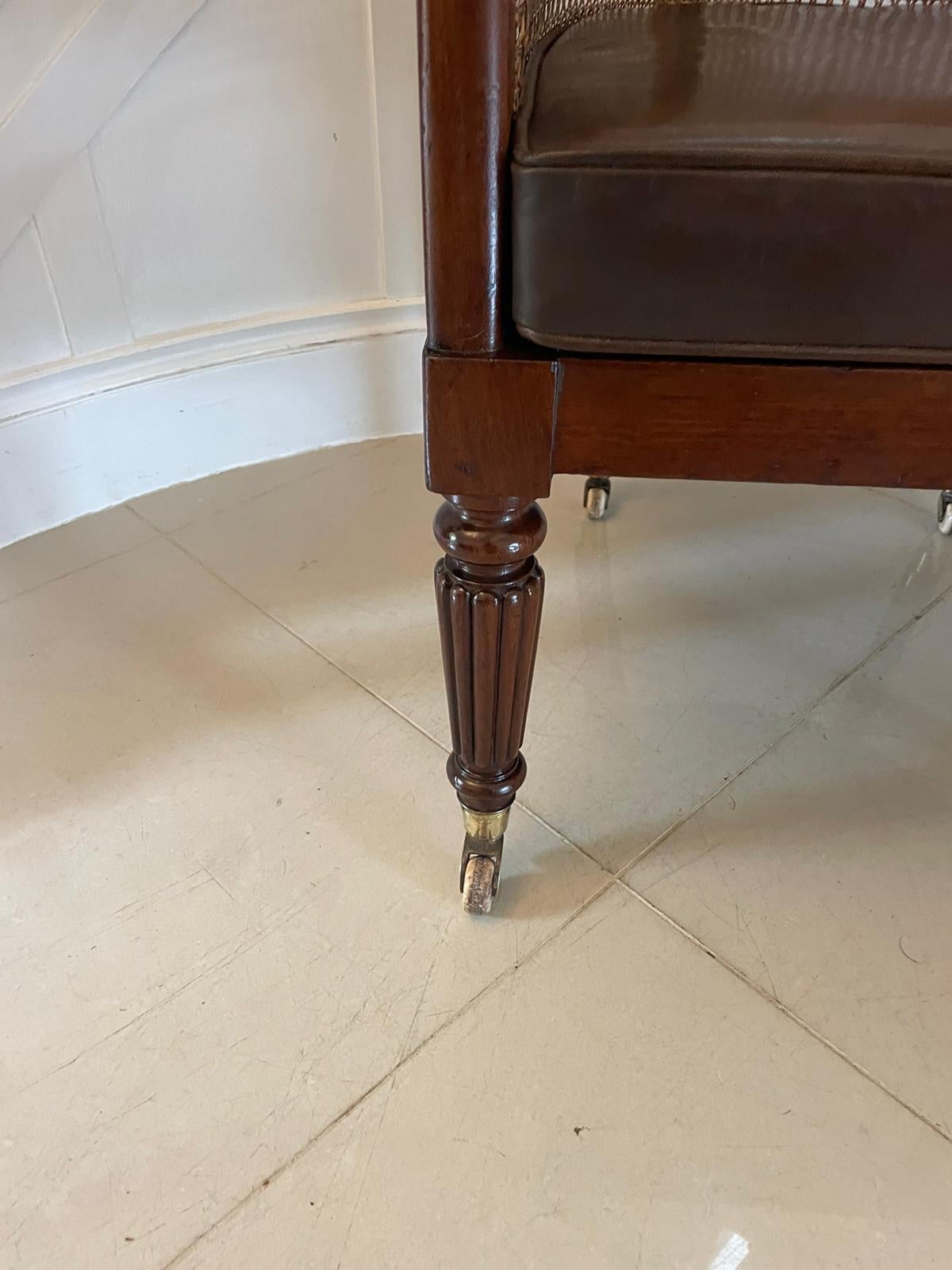 Antique Regency Quality Mahogany Bergere Library Armchair 2
