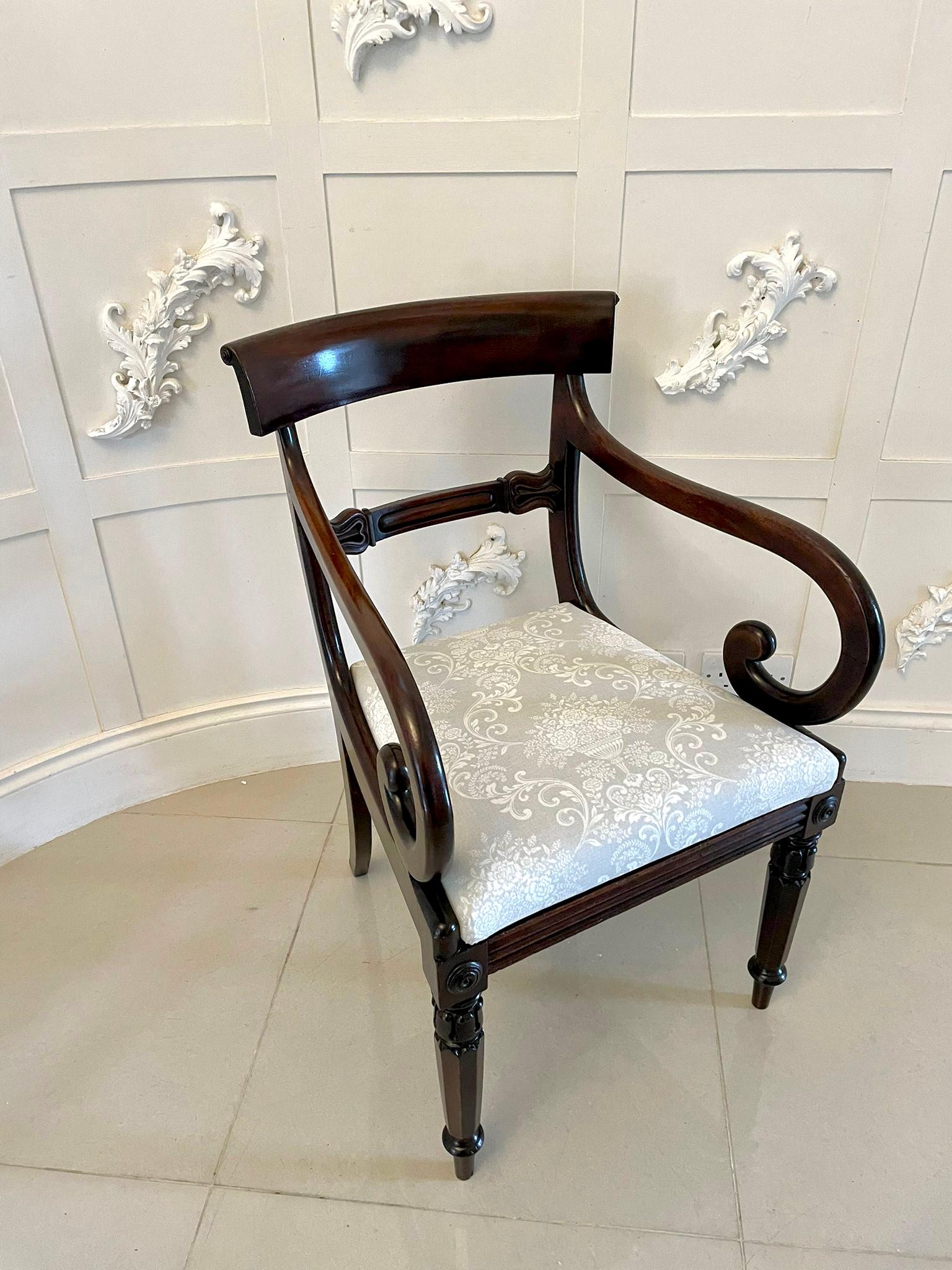 English Antique Regency Quality Mahogany Desk Chair For Sale