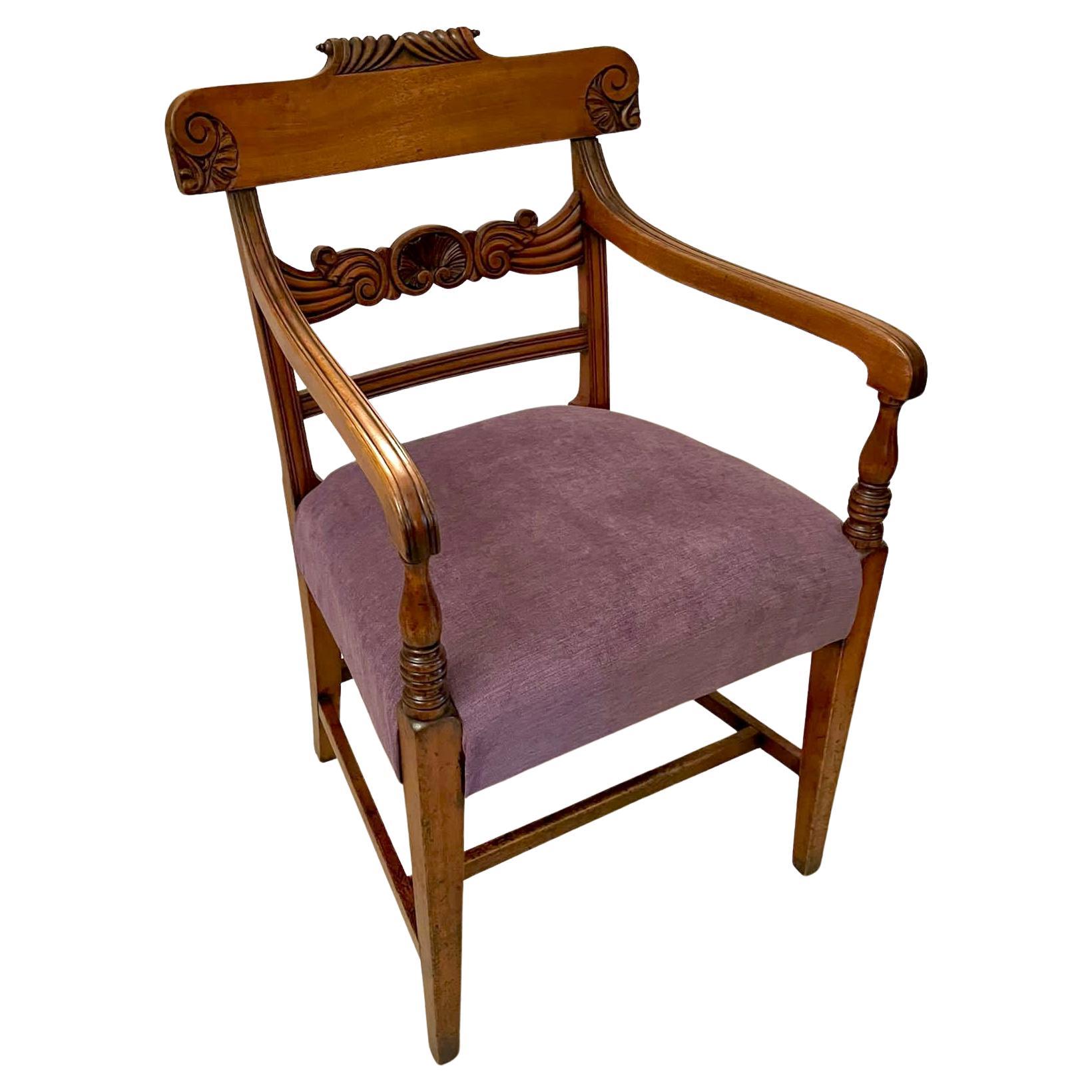 Antique Regency Quality Mahogany Desk Chair For Sale