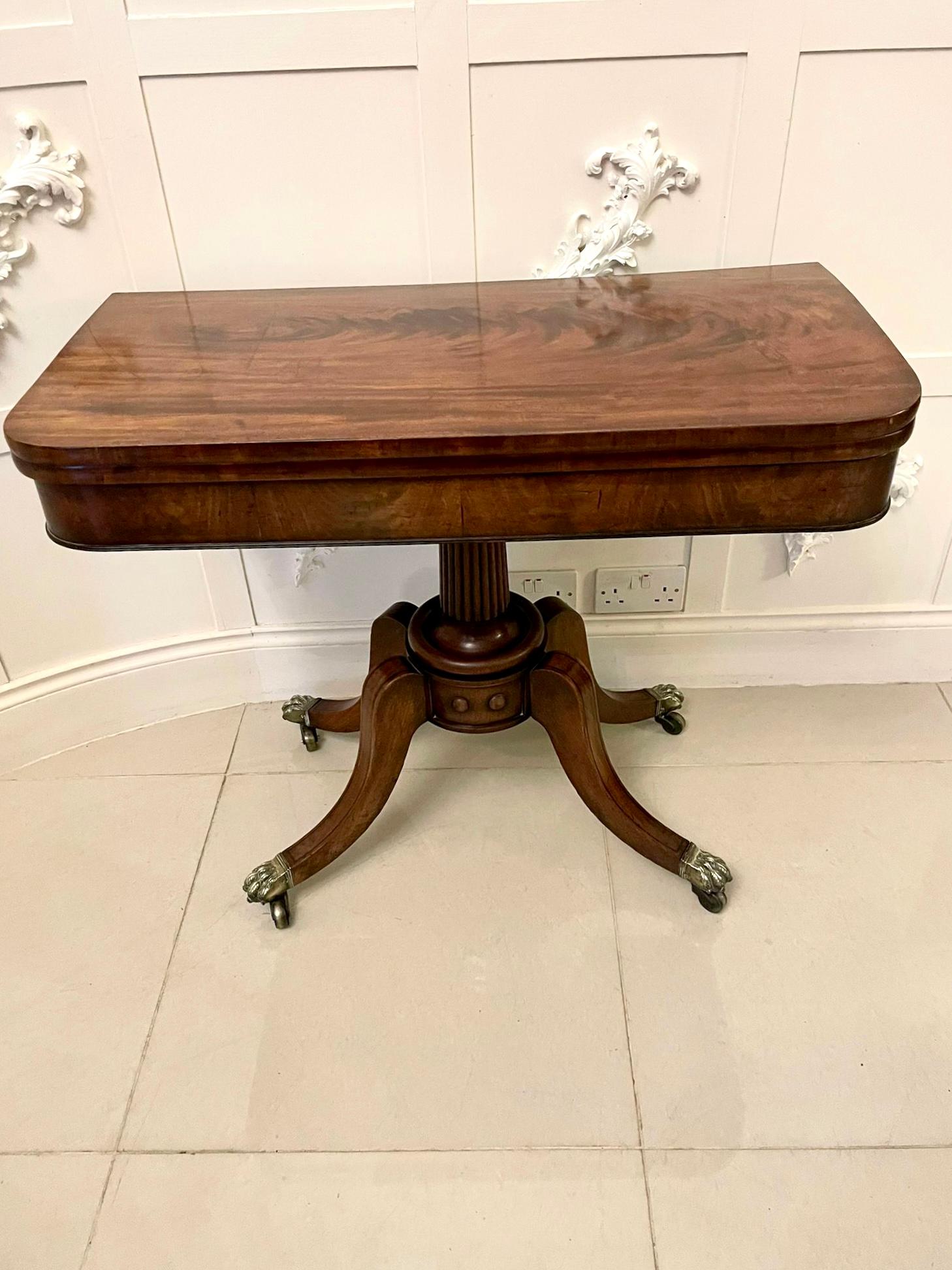 Antique Regency Quality Mahogany Fold Over Card Table 7