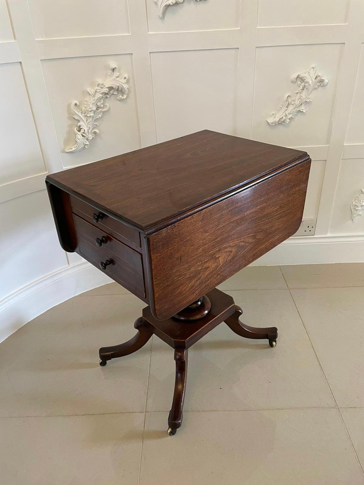 English Antique Regency Quality Mahogany Free Standing Lamp / Side Table For Sale
