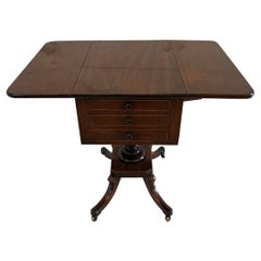 Antique Regency Quality Mahogany Free Standing Lamp / Side Table
