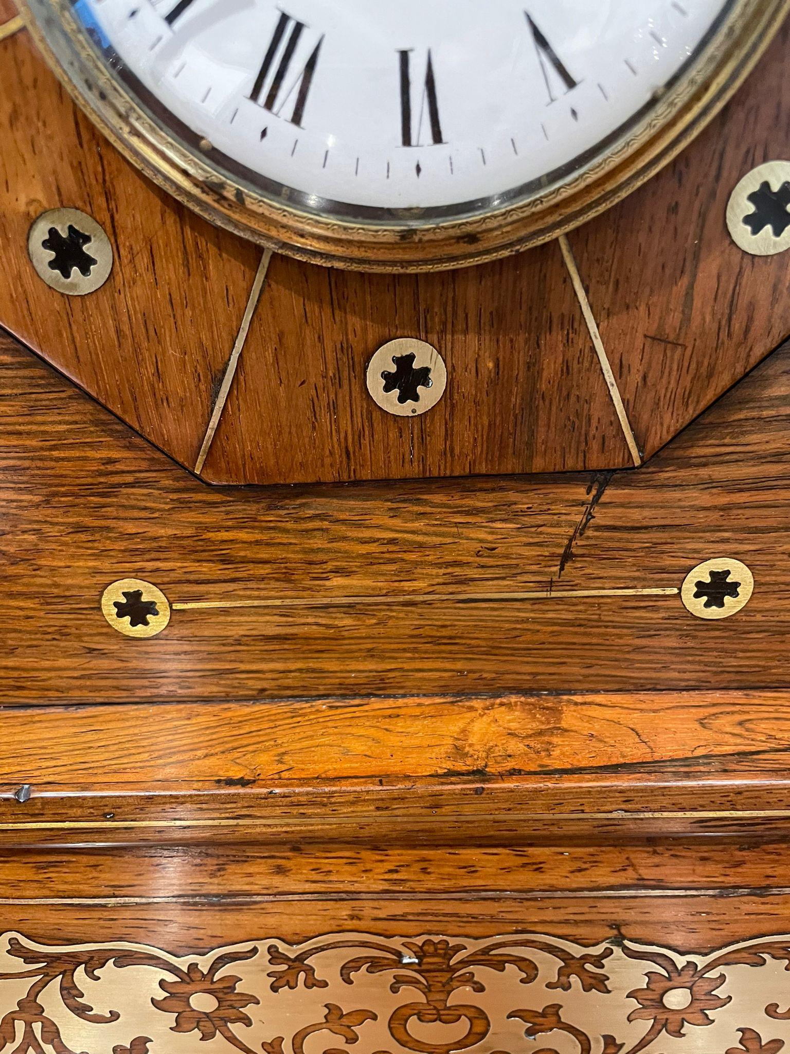 Antique Regency Quality Rosewood Brass Inlaid Mantle Clock  For Sale 7