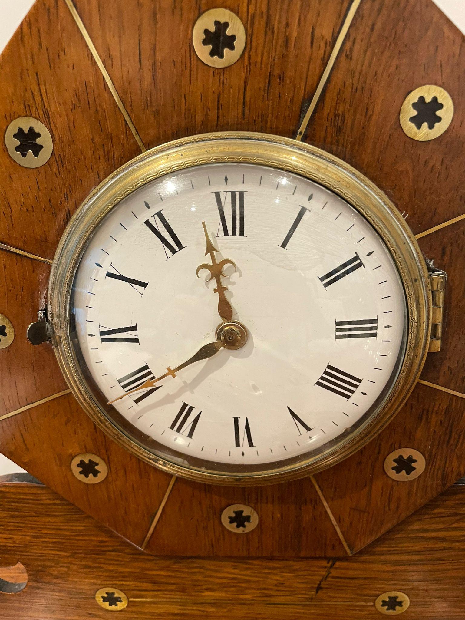 Early 19th Century Antique Regency Quality Rosewood Brass Inlaid Mantle Clock  For Sale