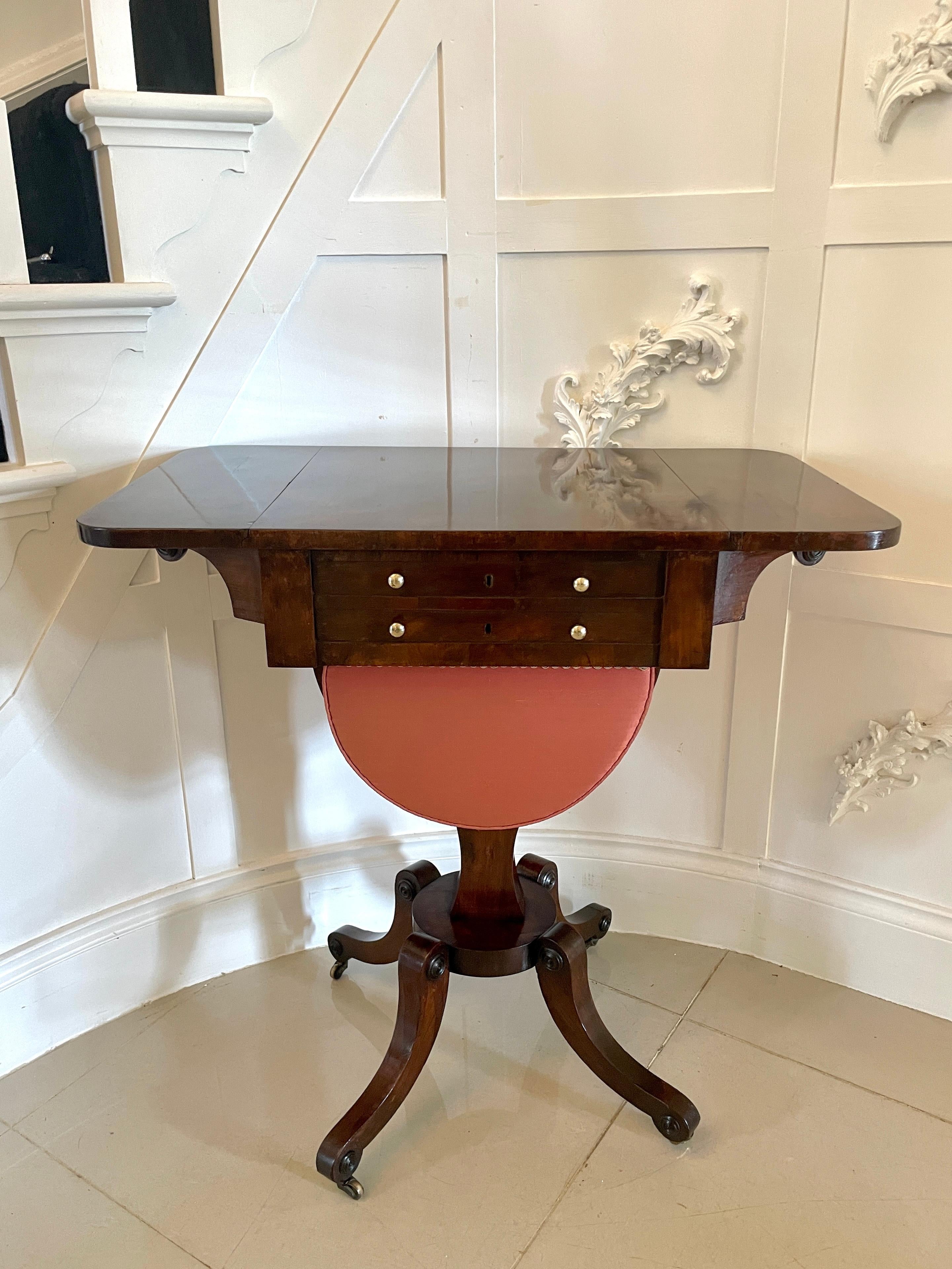 19th Century Antique Regency Quality Rosewood Free Standing Sewing/Lamp Table  For Sale