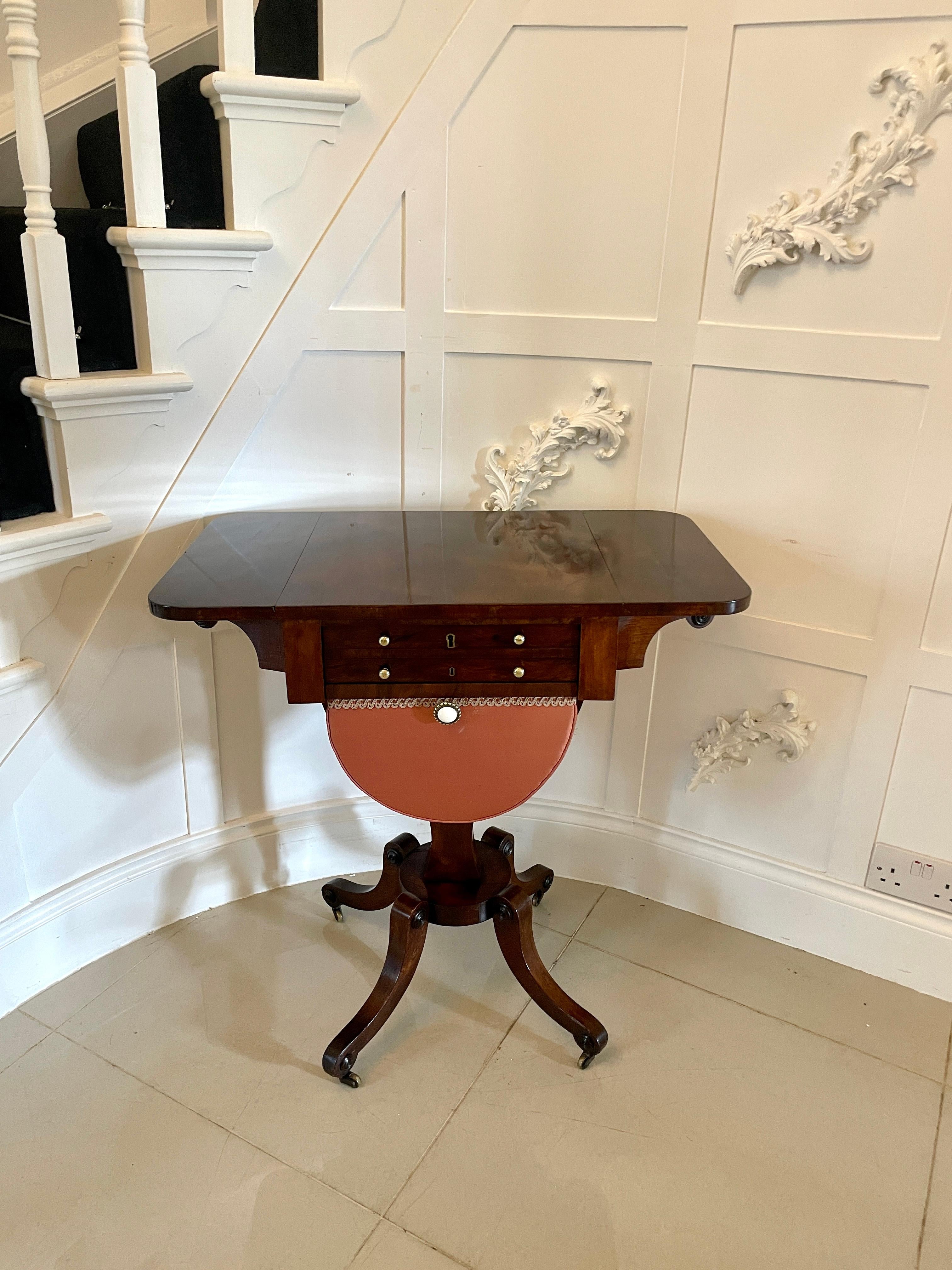 Antique Regency Quality Rosewood Free Standing Sewing/Lamp Table  For Sale 3