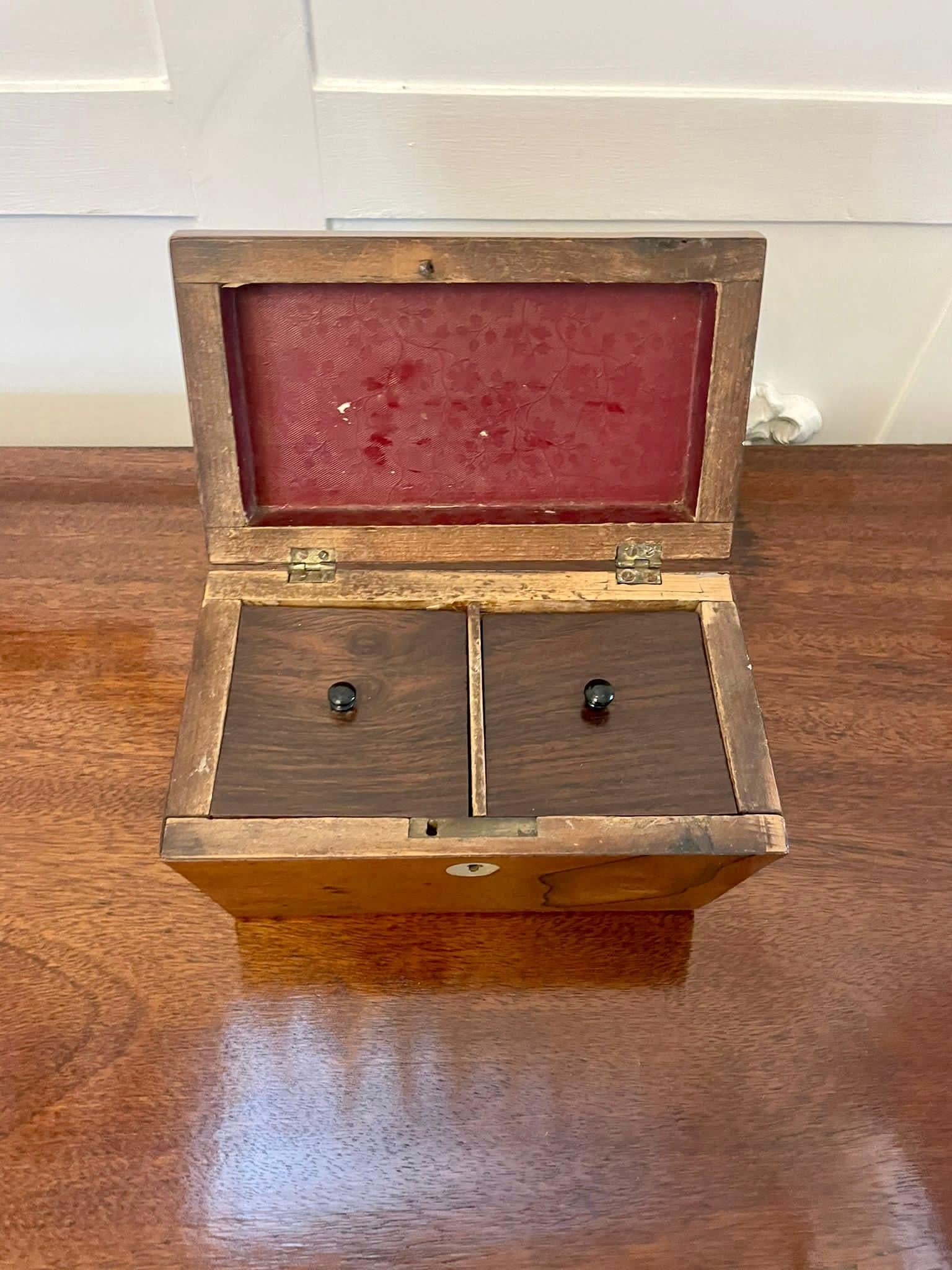 Other Antique Regency Quality Rosewood Tea Caddy  For Sale