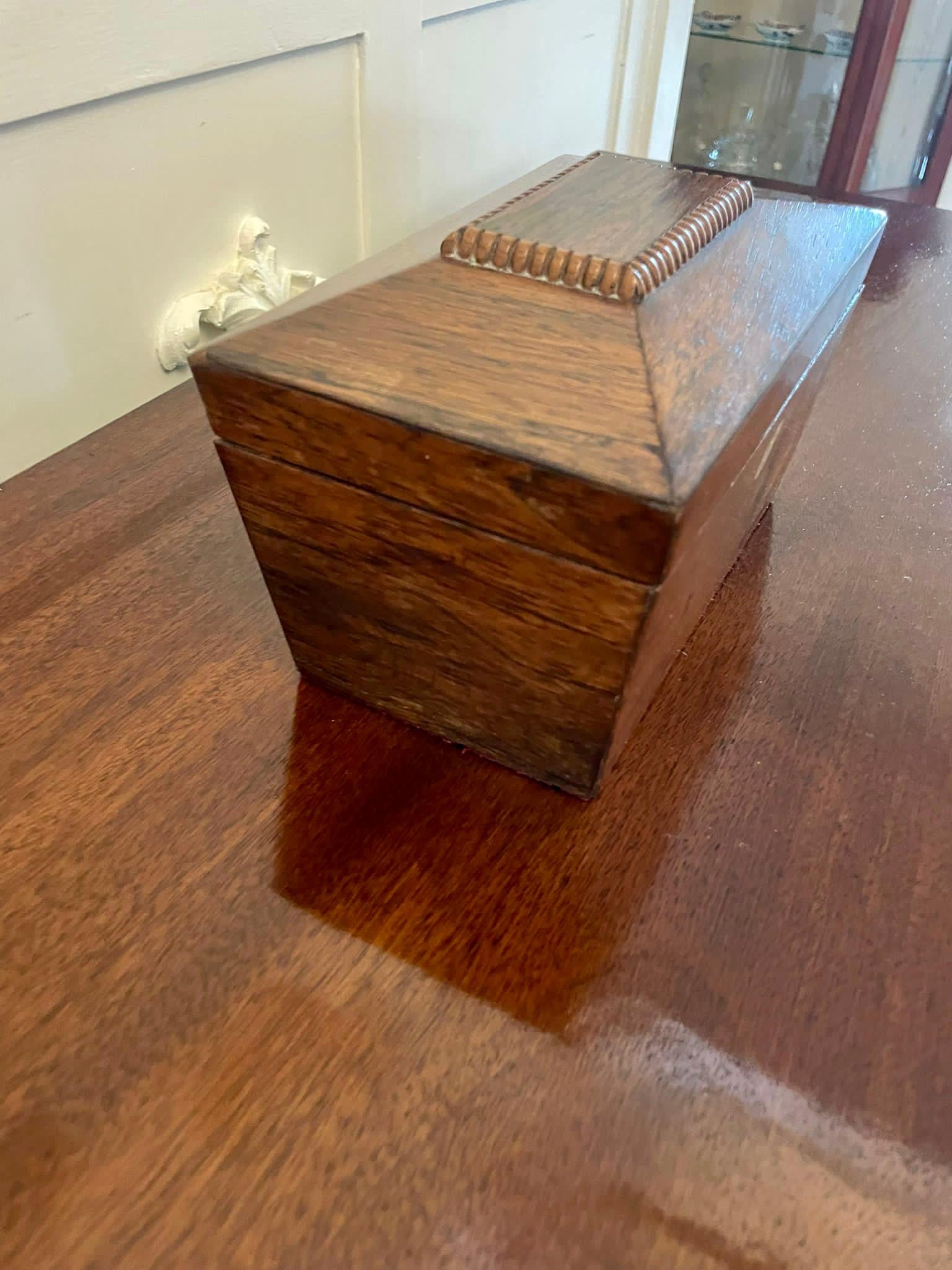 Antique Regency Quality Rosewood Tea Caddy  For Sale 1