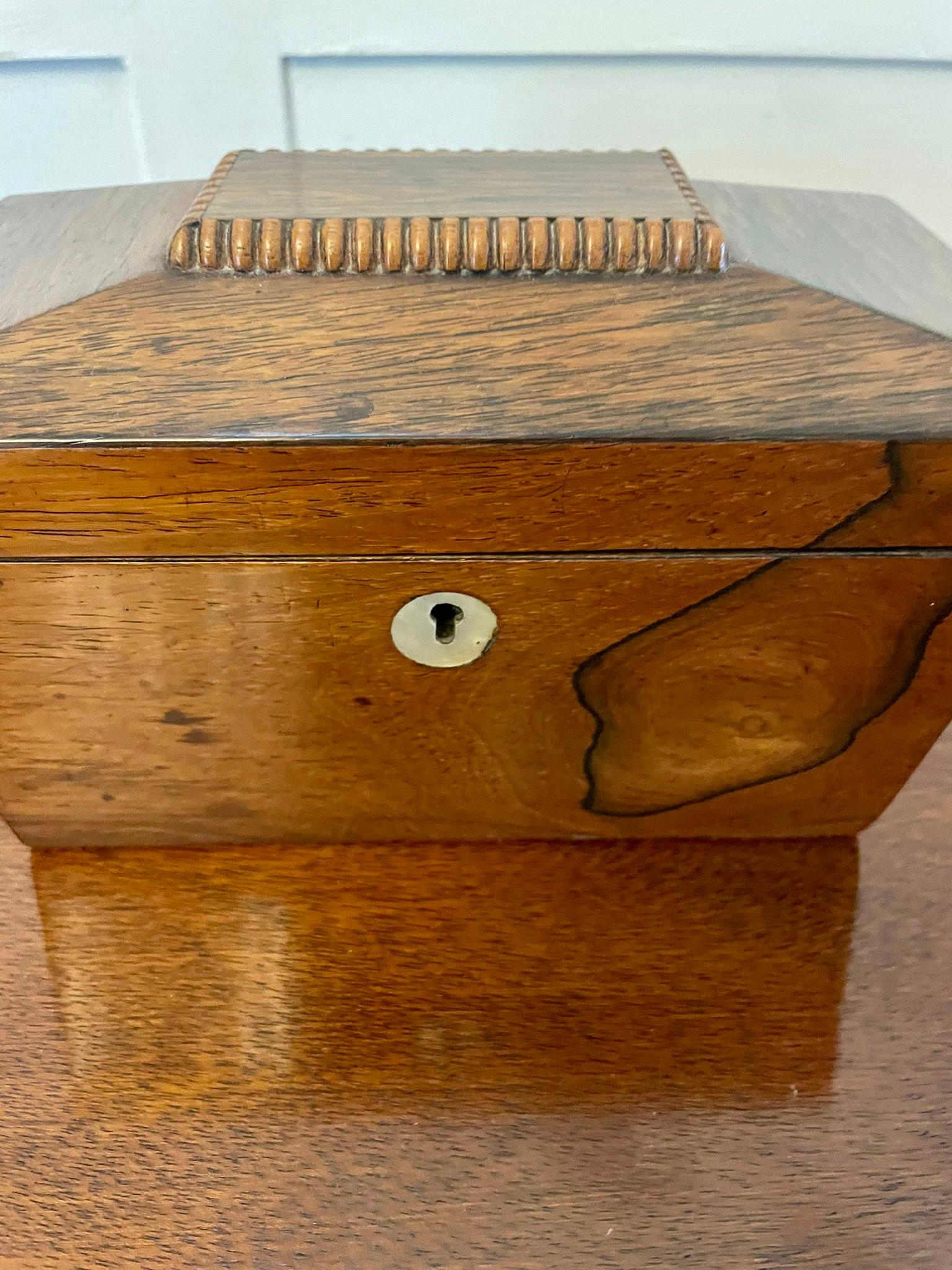 Antique Regency Quality Rosewood Tea Caddy  For Sale 2