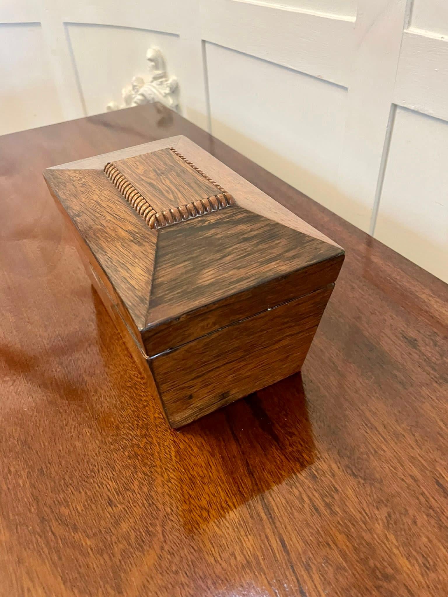 Antique Regency Quality Rosewood Tea Caddy  For Sale 3
