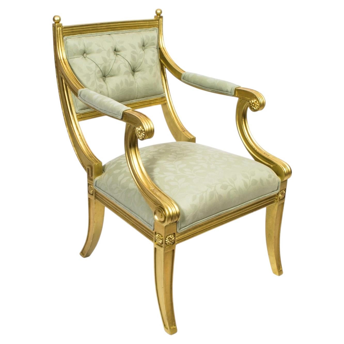 Antique Regency Revival Giltwood Armchair 20th Century