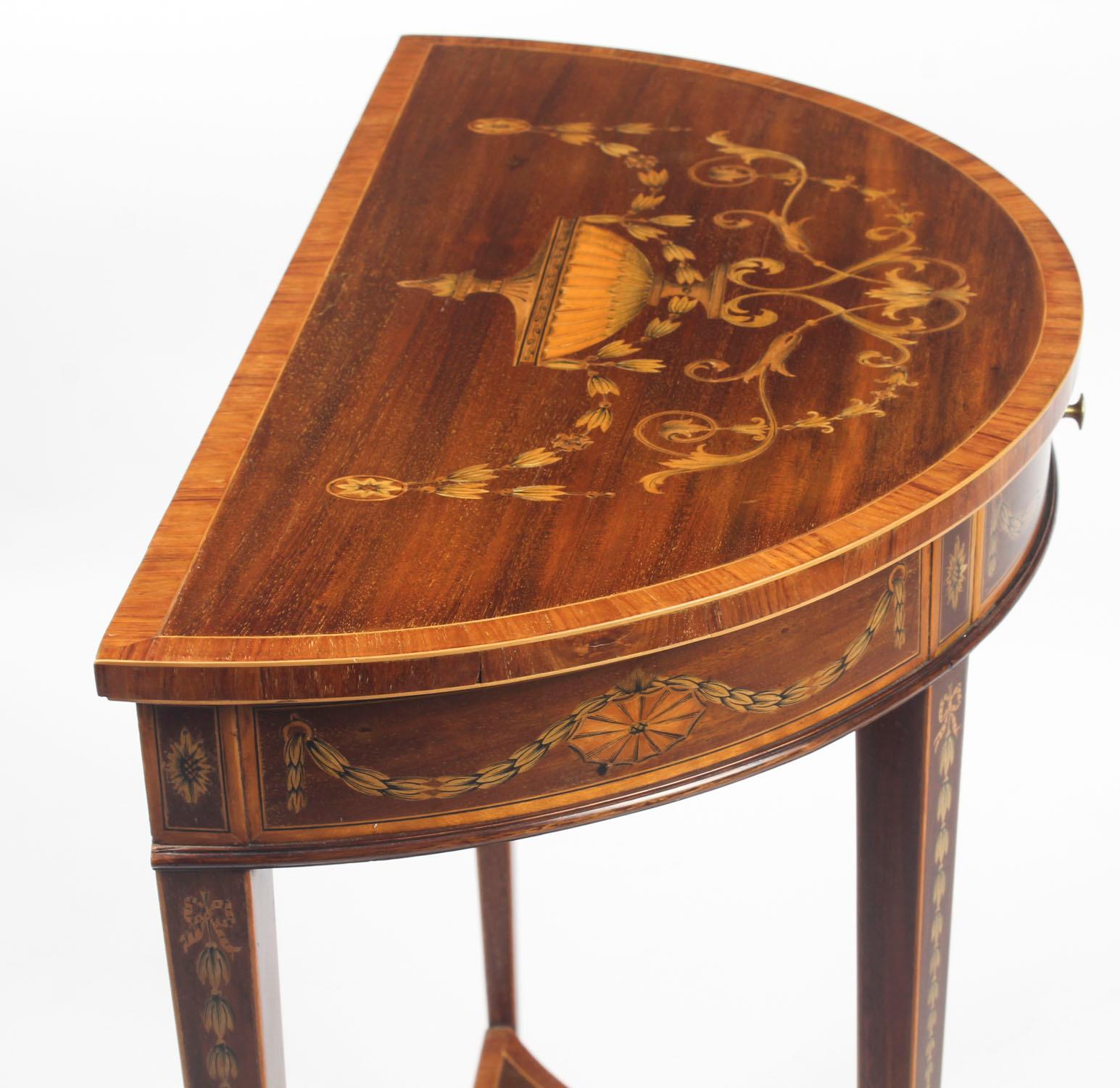 Antique Regency Revival Marquetry Console Table, 19th Century 8