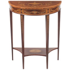 Antique Regency Revival Marquetry Console Table, 19th Century