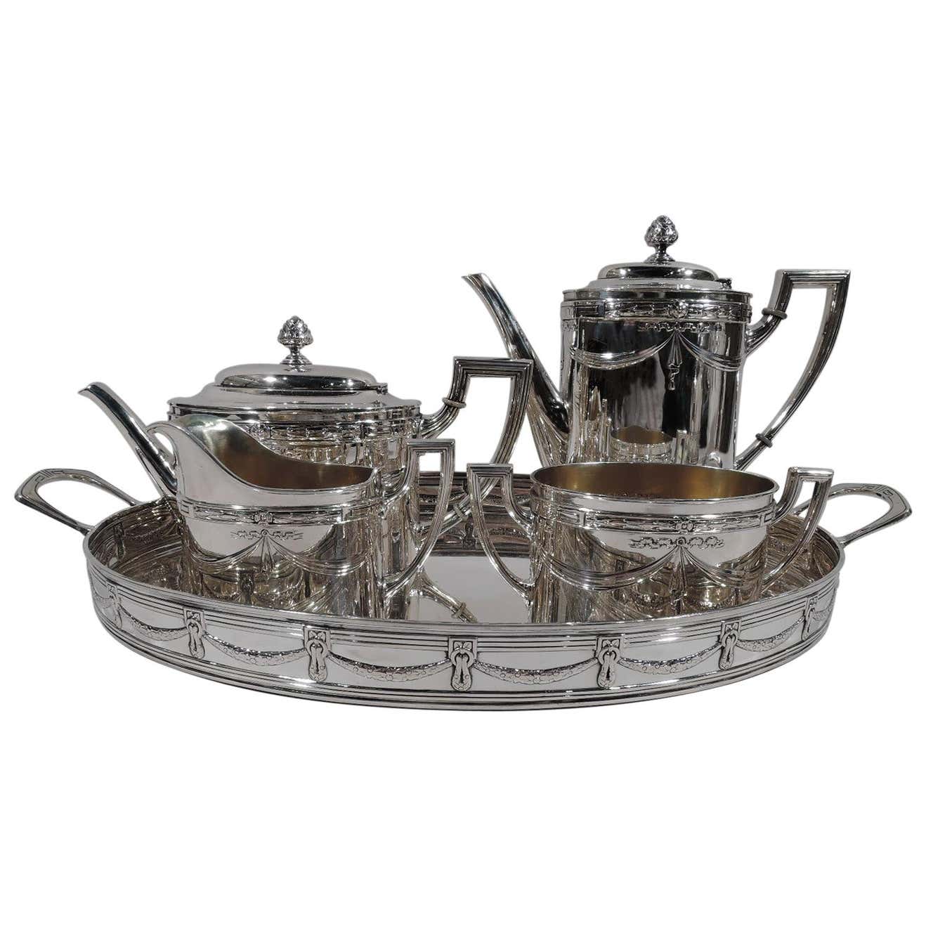 Regency Tea Set Antique Regency Revival Silver Coffee and Tea Set on Tray For Sale at ...