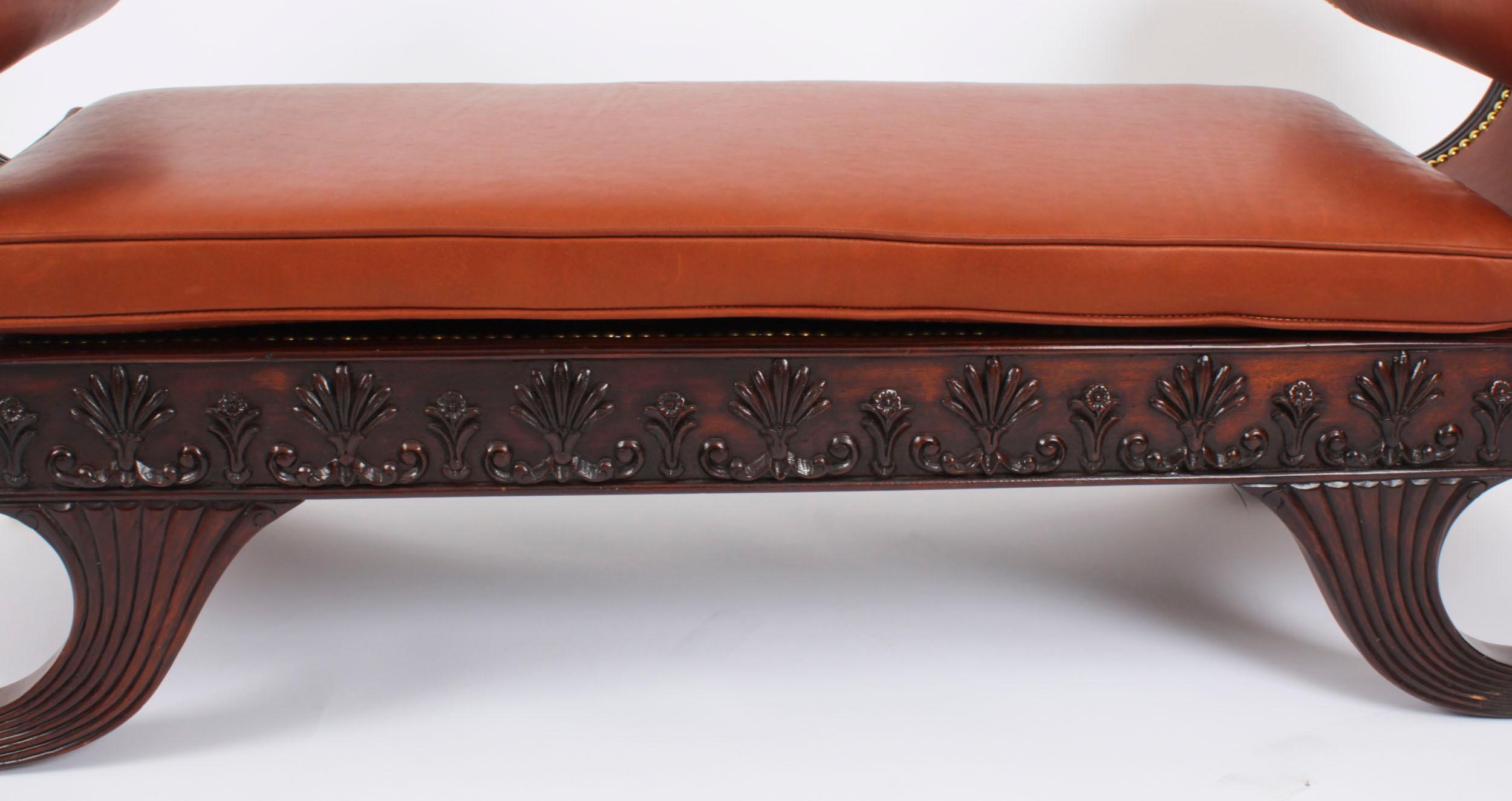 Mid-20th Century Antique Regency Revival Window Hall Seat Stool 20th Century