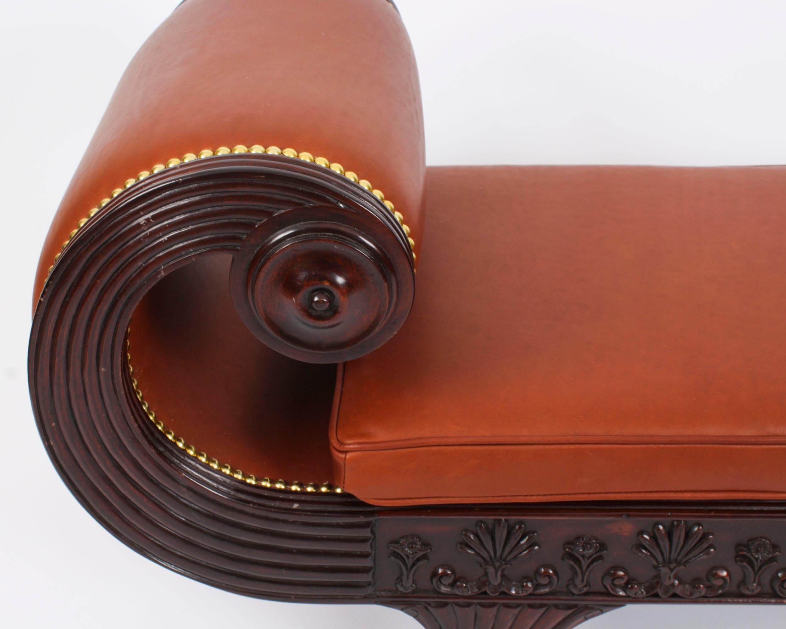 Antique Regency Revival Window Hall Seat Stool 20th Century 3