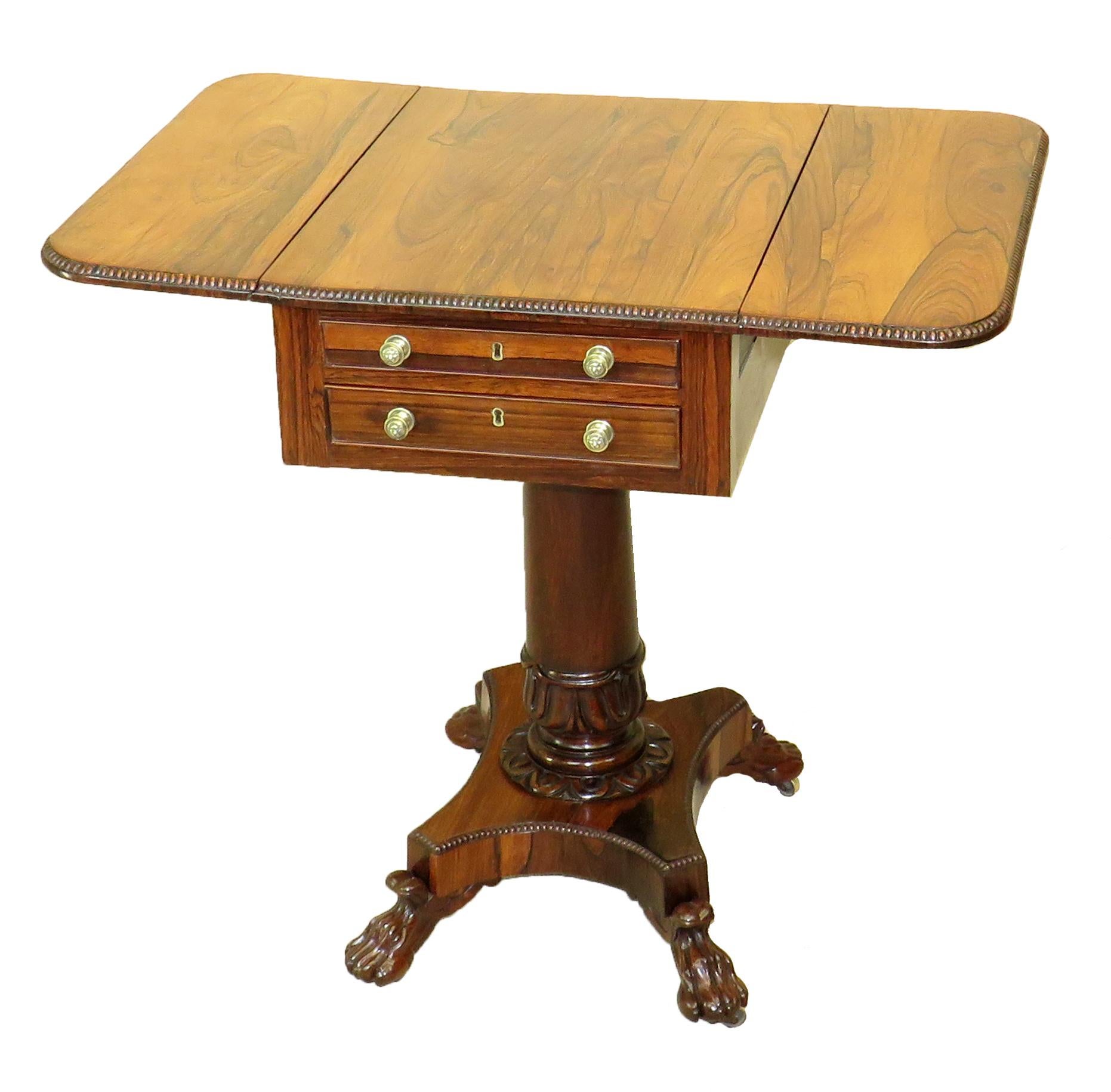 Antique Regency Rosewood Baby Pembroke Table In Good Condition In Bedfordshire, GB