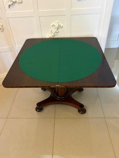 Antique Regency Rosewood Brass Inlaid Card Table Console Table Fold Over Top