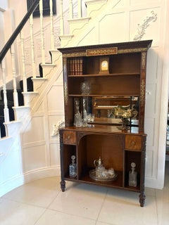 Antique Regency Rosewood Brass Inlaid Open Bookcase Chiffonier