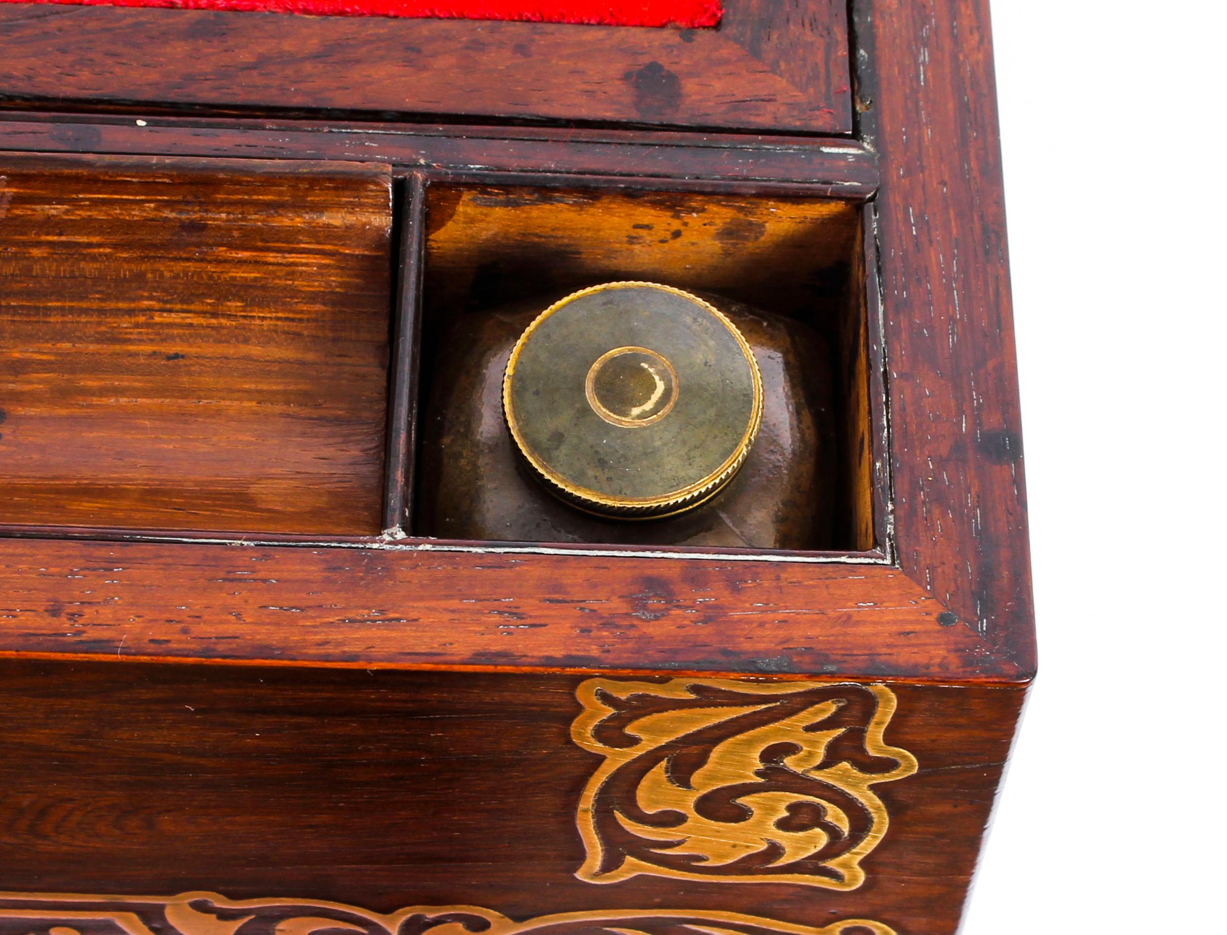 Antique Regency Rosewood Writing and Stationery Slope, 19th Century 7