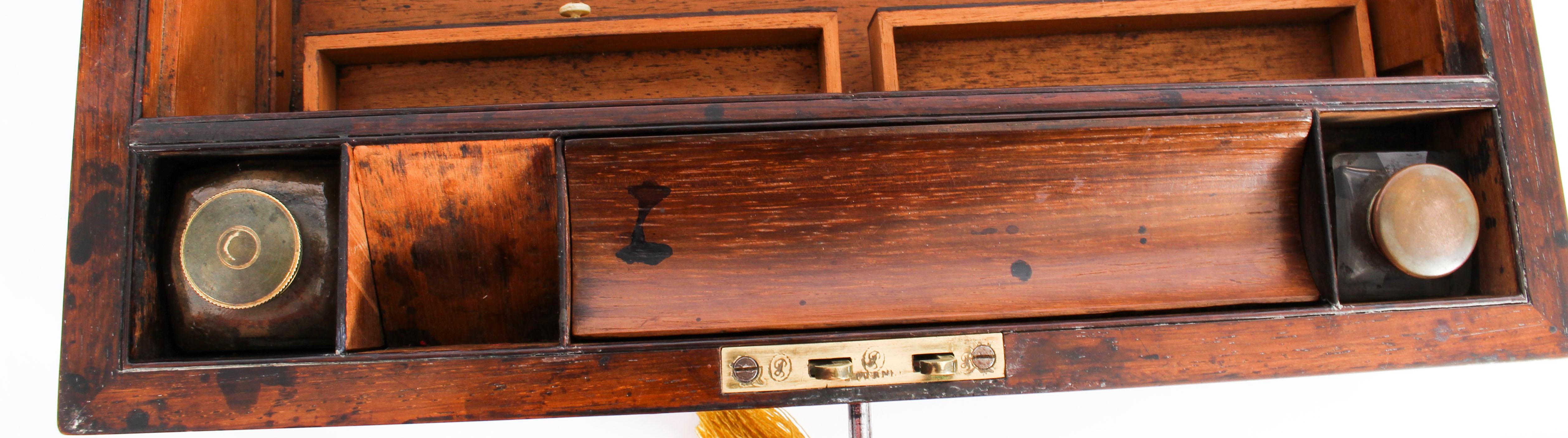 Antique Regency Rosewood Writing and Stationery Slope, 19th Century 10