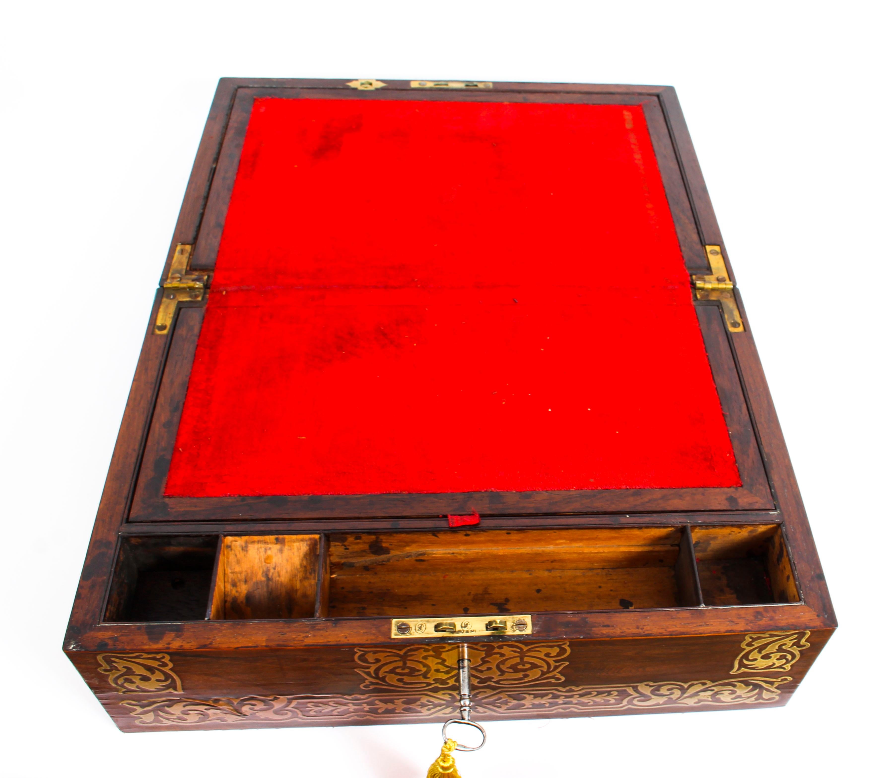 Antique Regency Rosewood Writing and Stationery Slope, 19th Century In Good Condition In London, GB