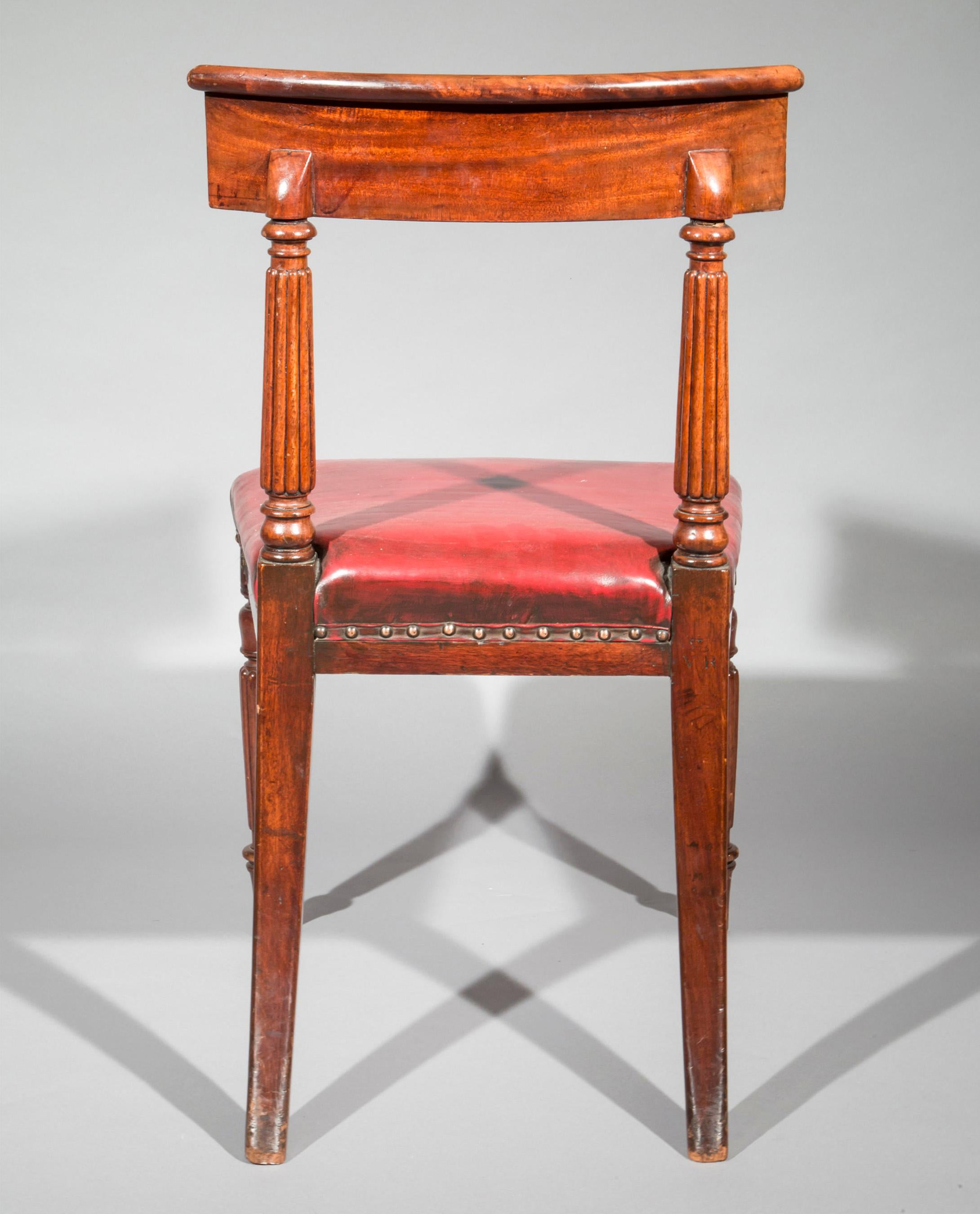 Antique Regency Royal Desk Chair in Burgundy Leather 3