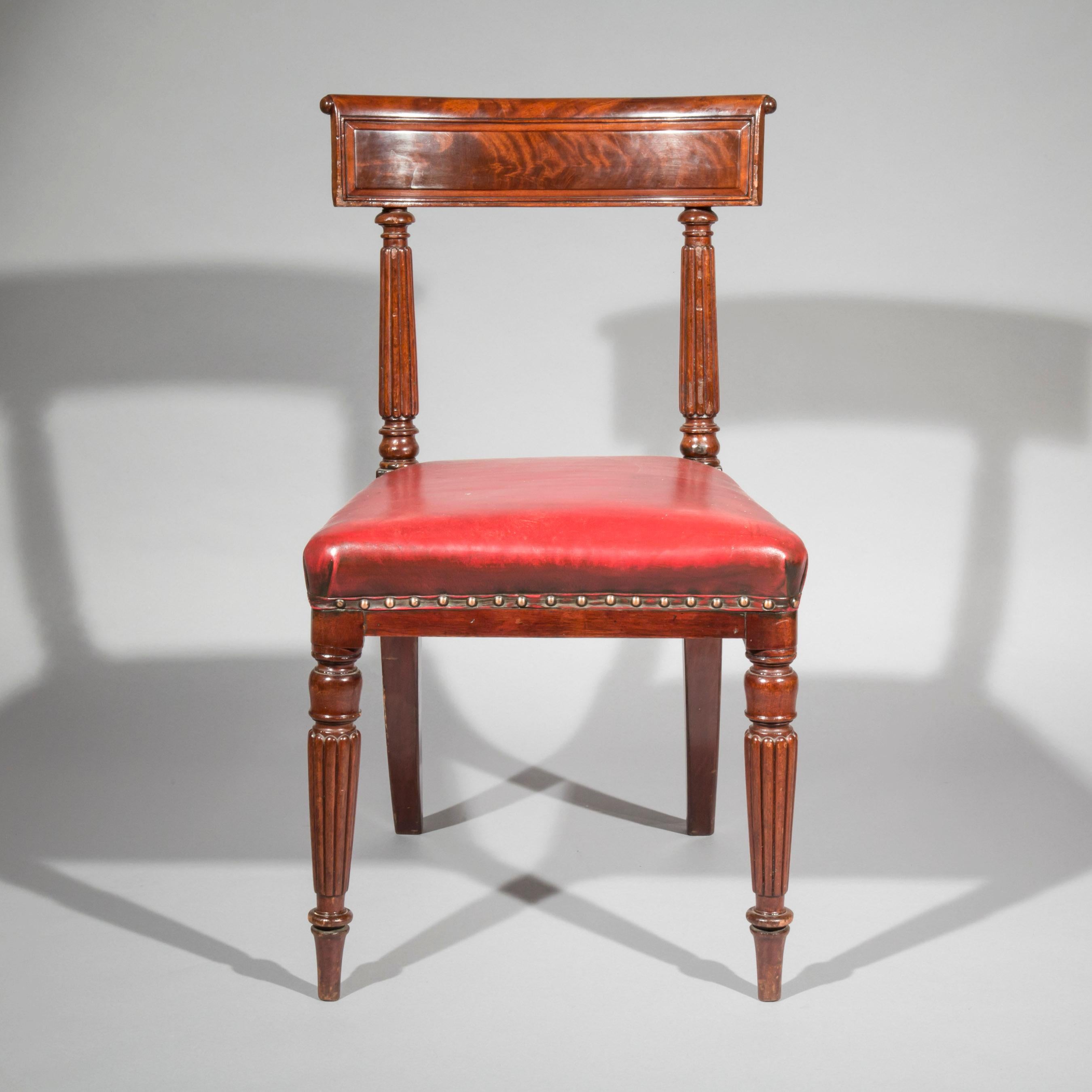 An interesting early 19th century Regency period side chair, in the manner of George Bullock, branded VR for the Royal household of Queen Victoria (1819-1901).

England, circa 1815-1820.

Why we like it
These superb quality, very stylish dining