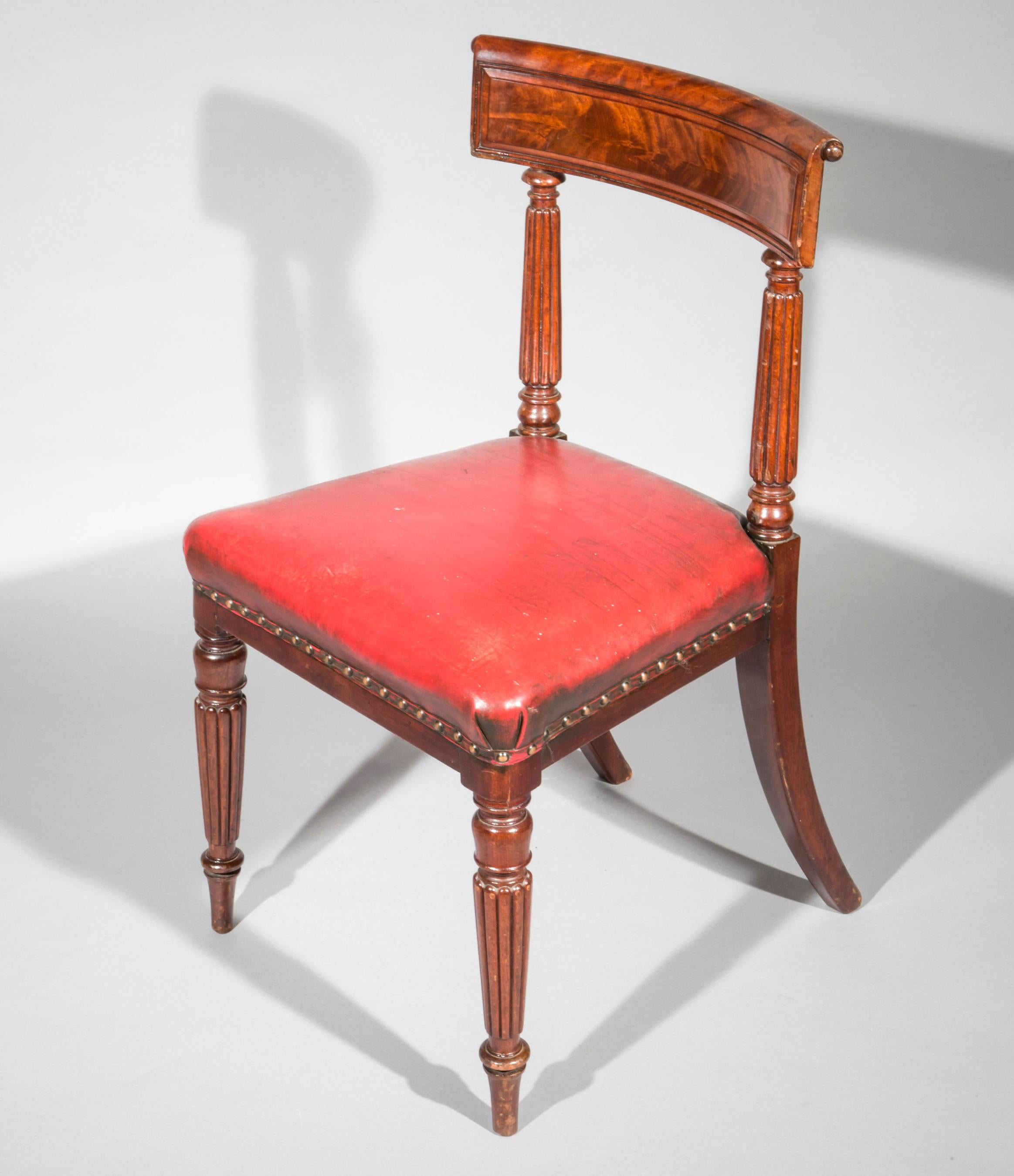 Carved Antique Regency Royal Desk Chair in Burgundy Leather