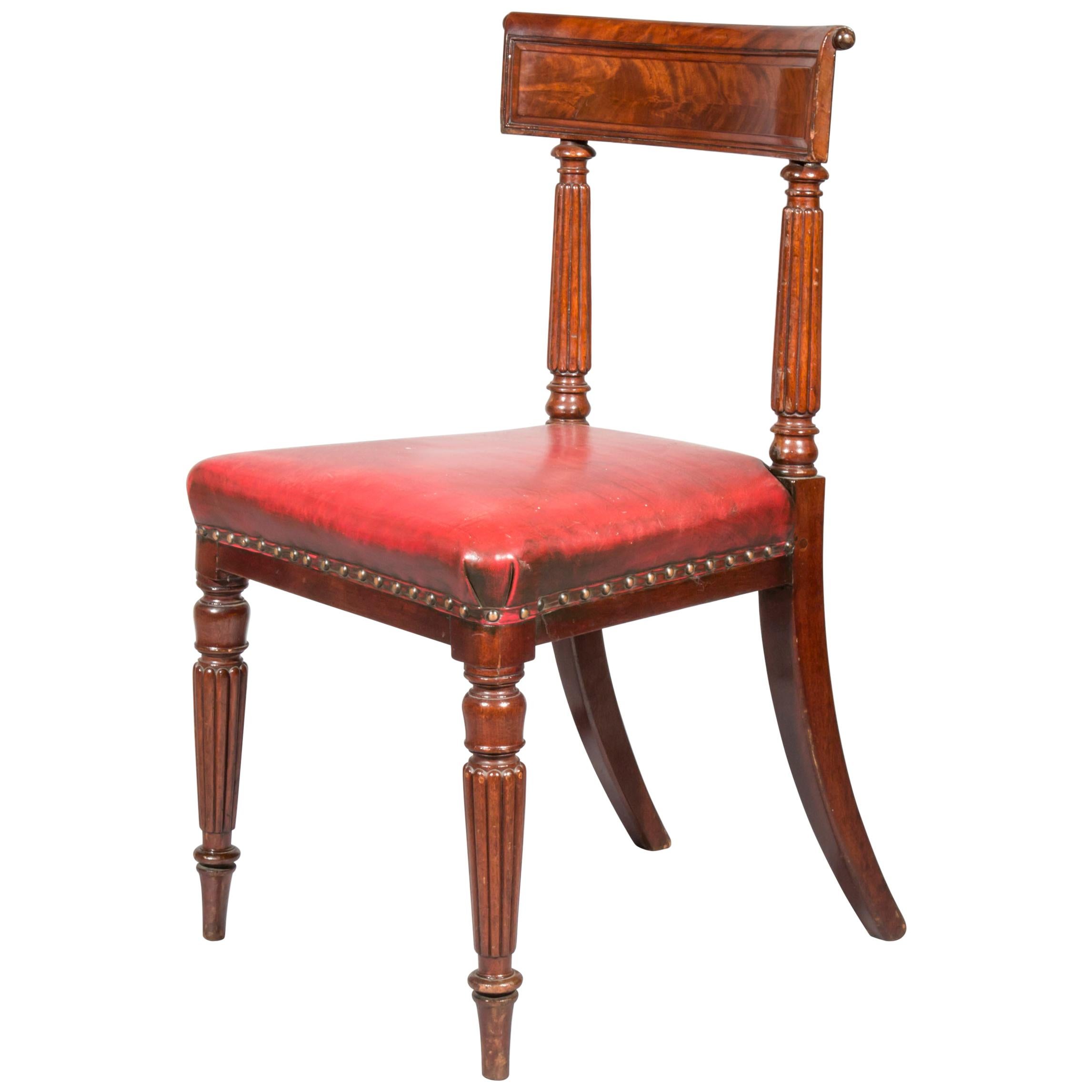 Antique Regency Royal Desk Chair in Burgundy Leather