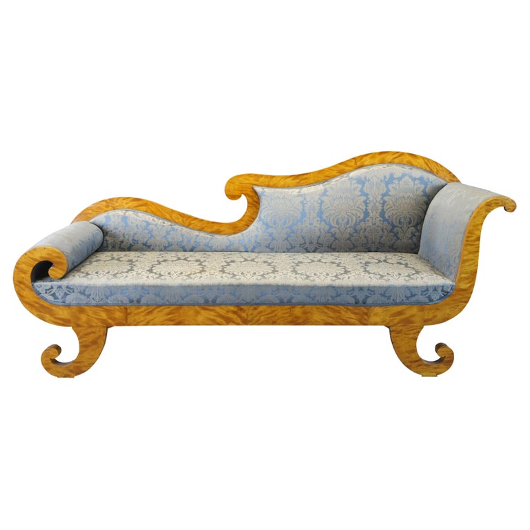Antique Regency Satinwood Récamier Chase Lounge Sofa Fainting Couch Daybed  For Sale at 1stDibs