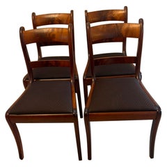 Antique Regency Set of Four Mahogany Bar Back Dining Chairs with Sabre Legs