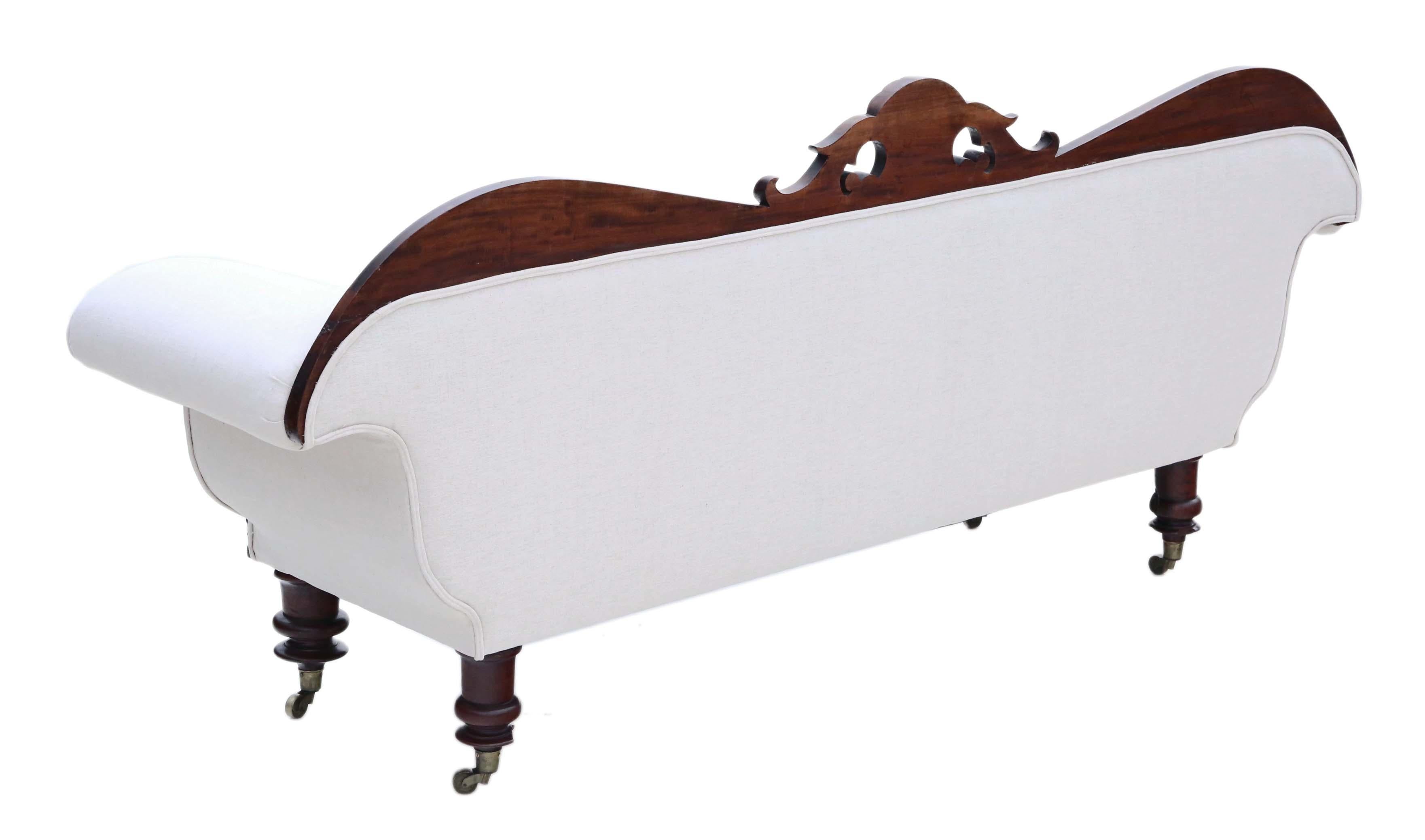 Antique Regency Show Wood Scroll Arm Sofa Chaise Longue In Good Condition In Wisbech, Cambridgeshire