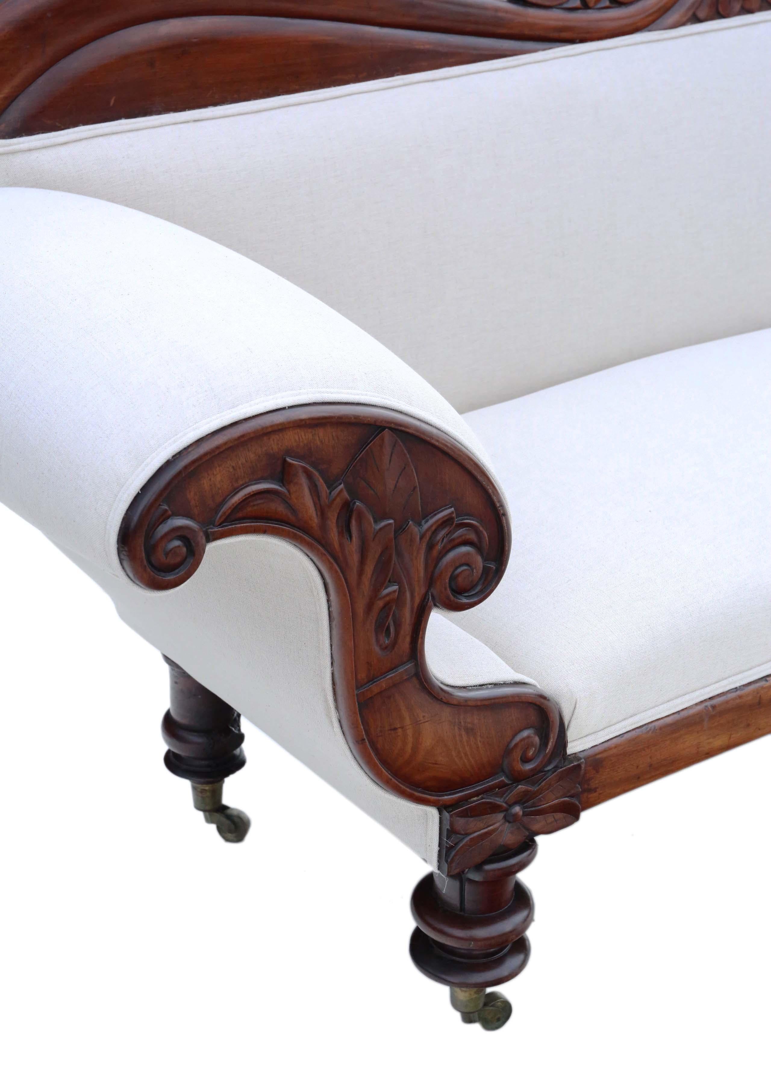 Antique Regency Show Wood Scroll Arm Sofa Chaise Longue 3